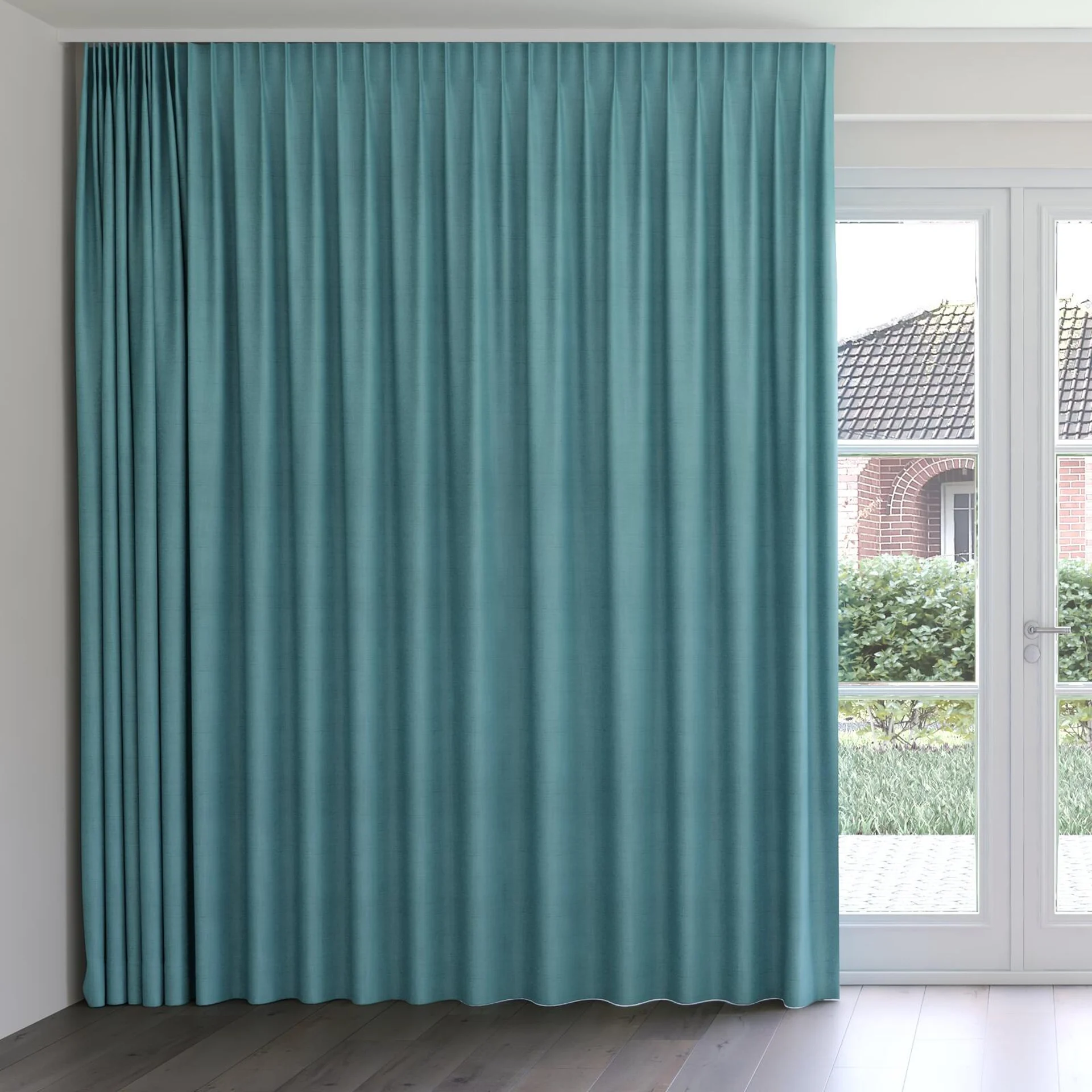 Front view of Loci Dim Out Surf, on curtain rail