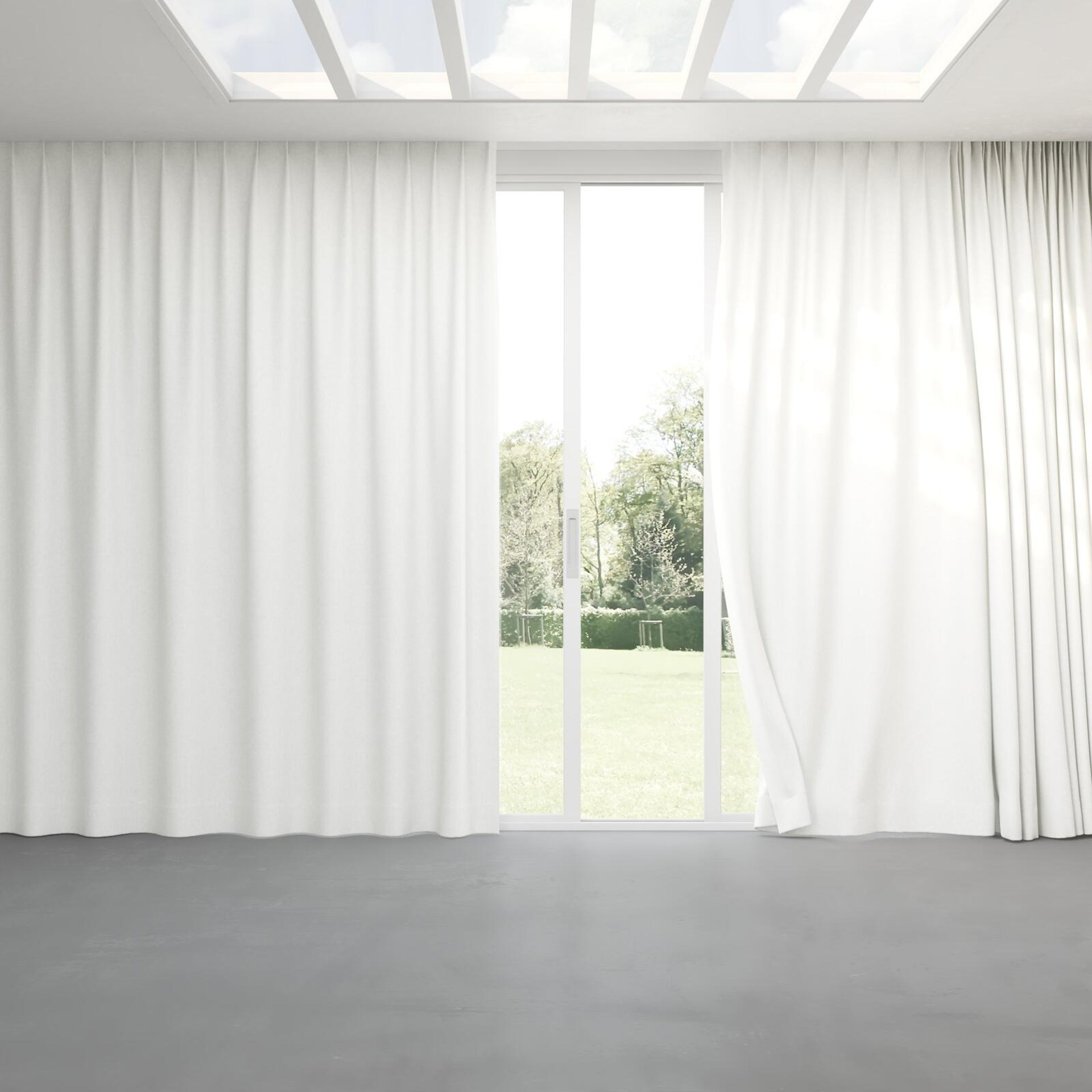 Full view of Hometown Cream, pinch pleat