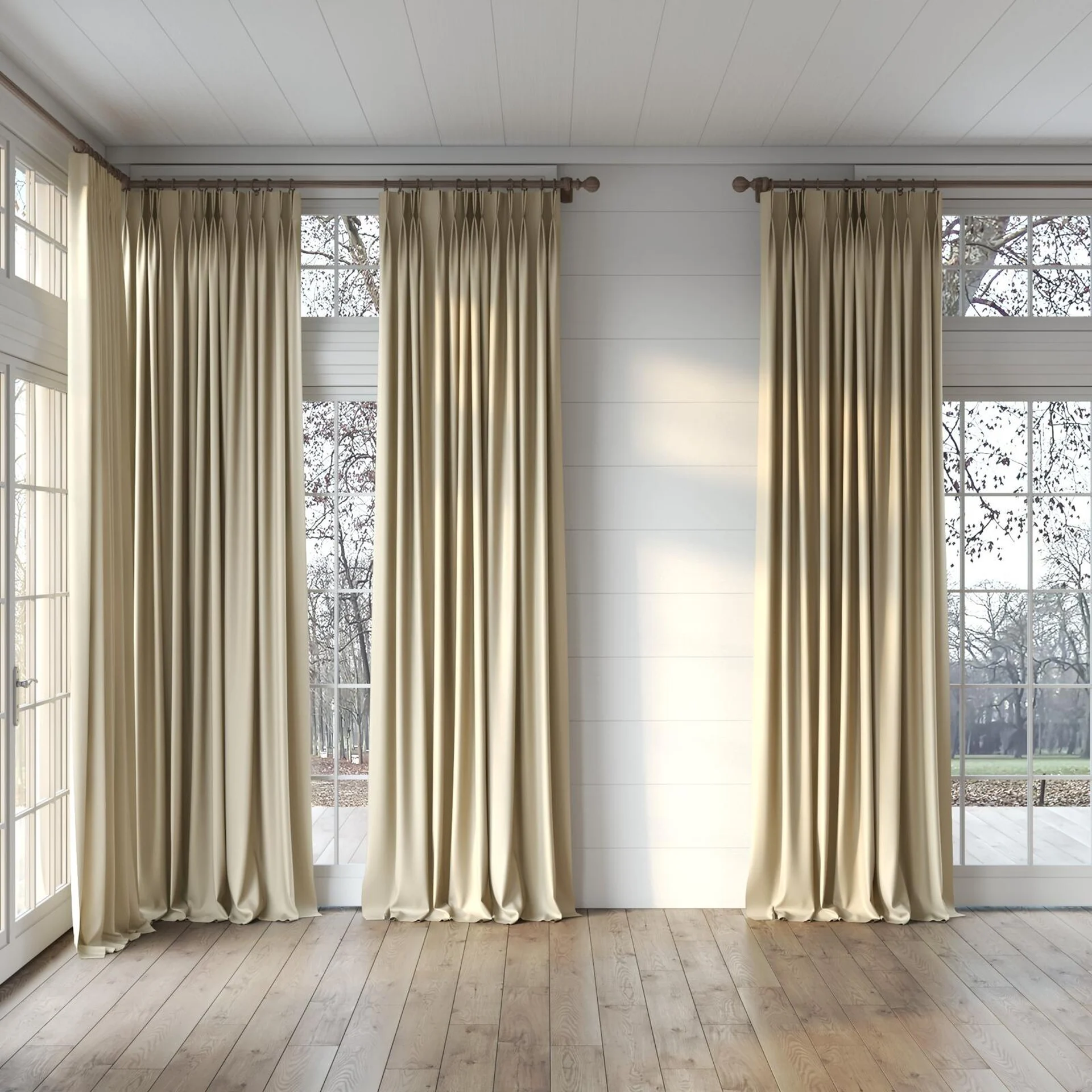 Full view of Re-Vive Antique, puddled, on curtain rod