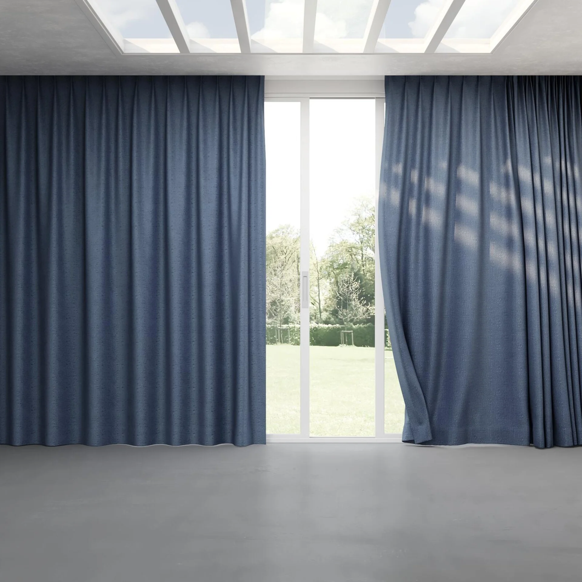 Full view of Monsieur Denim, pinch pleat