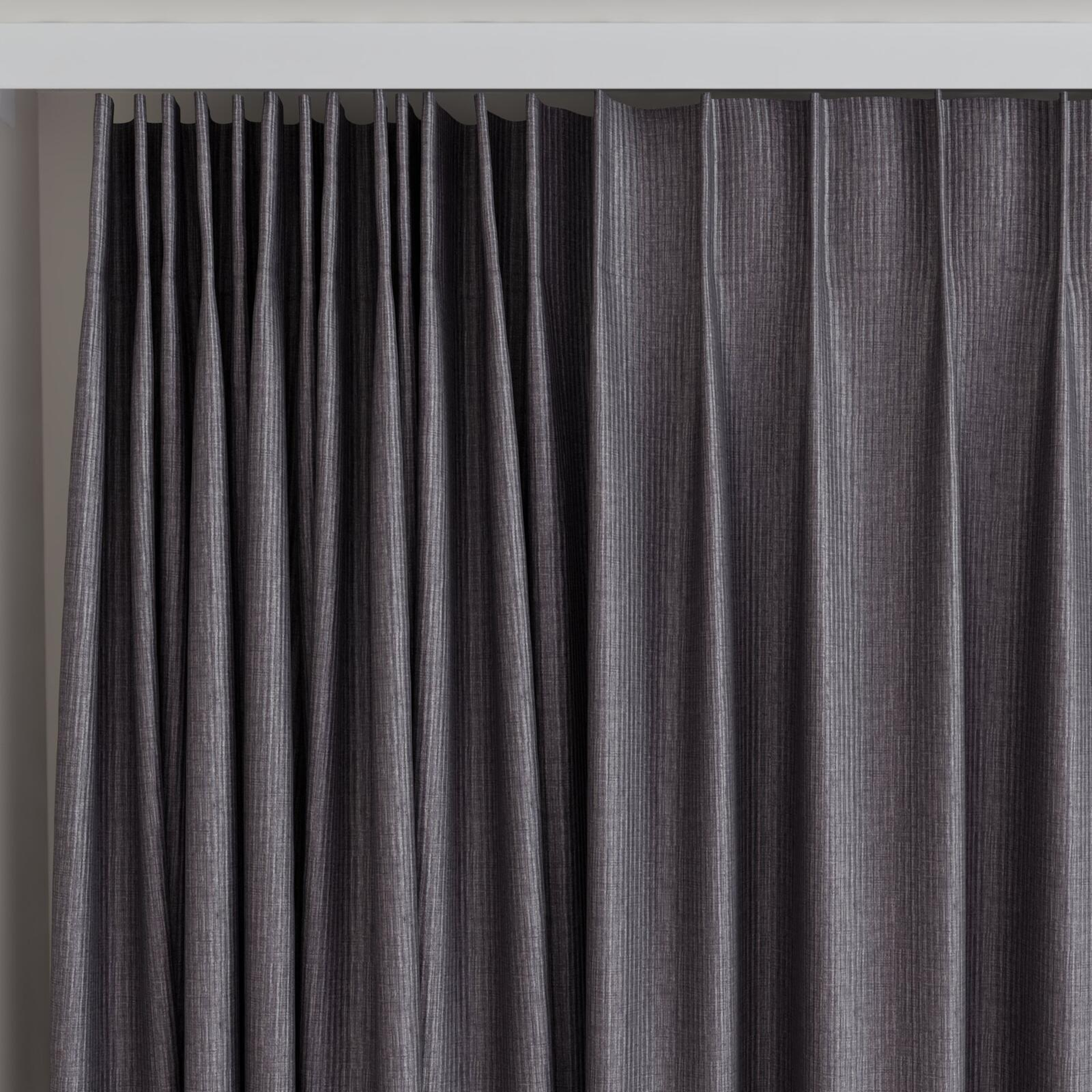 Top view of Hombre Charcoal, on curtain rail