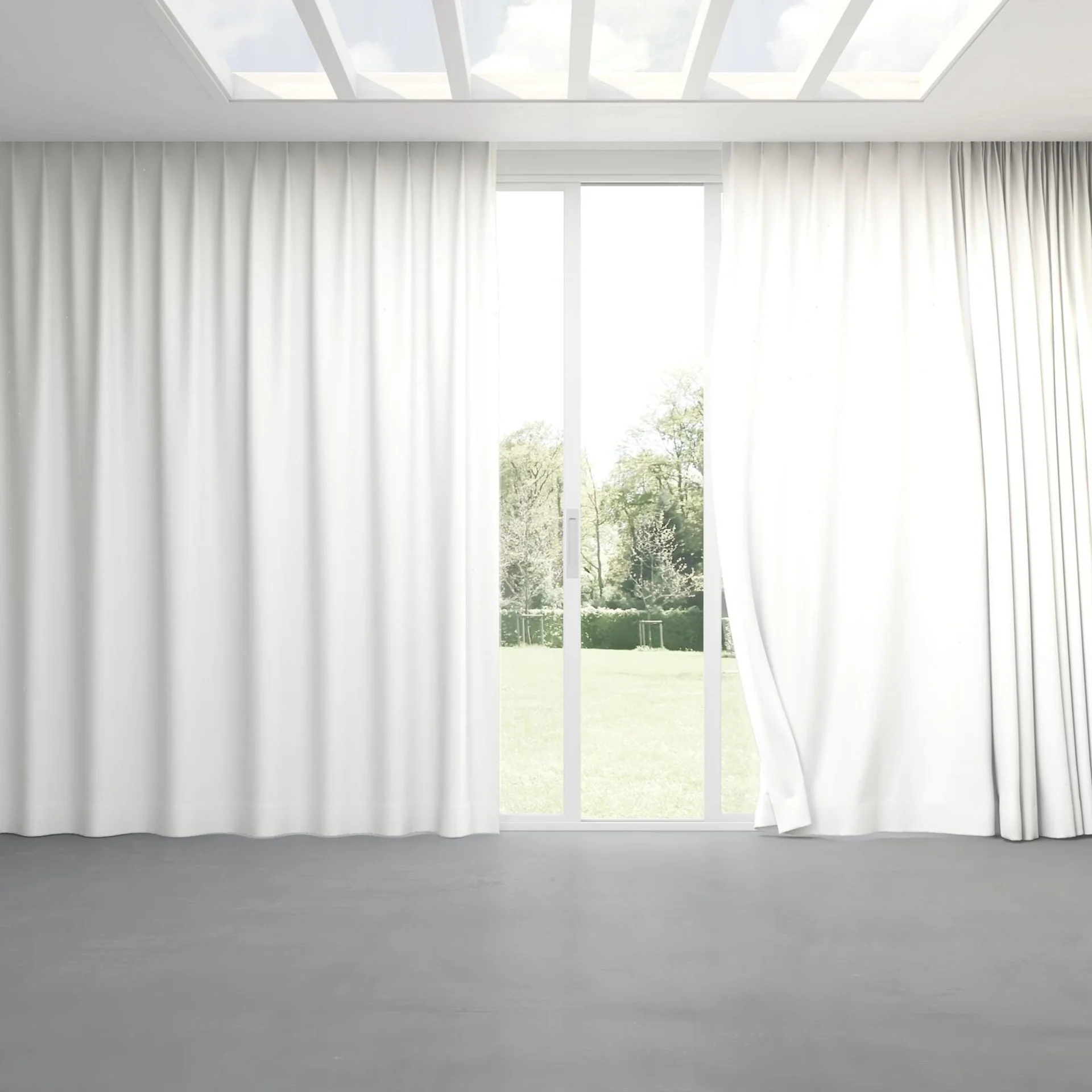 Full view of Excel Snow, pinch pleat