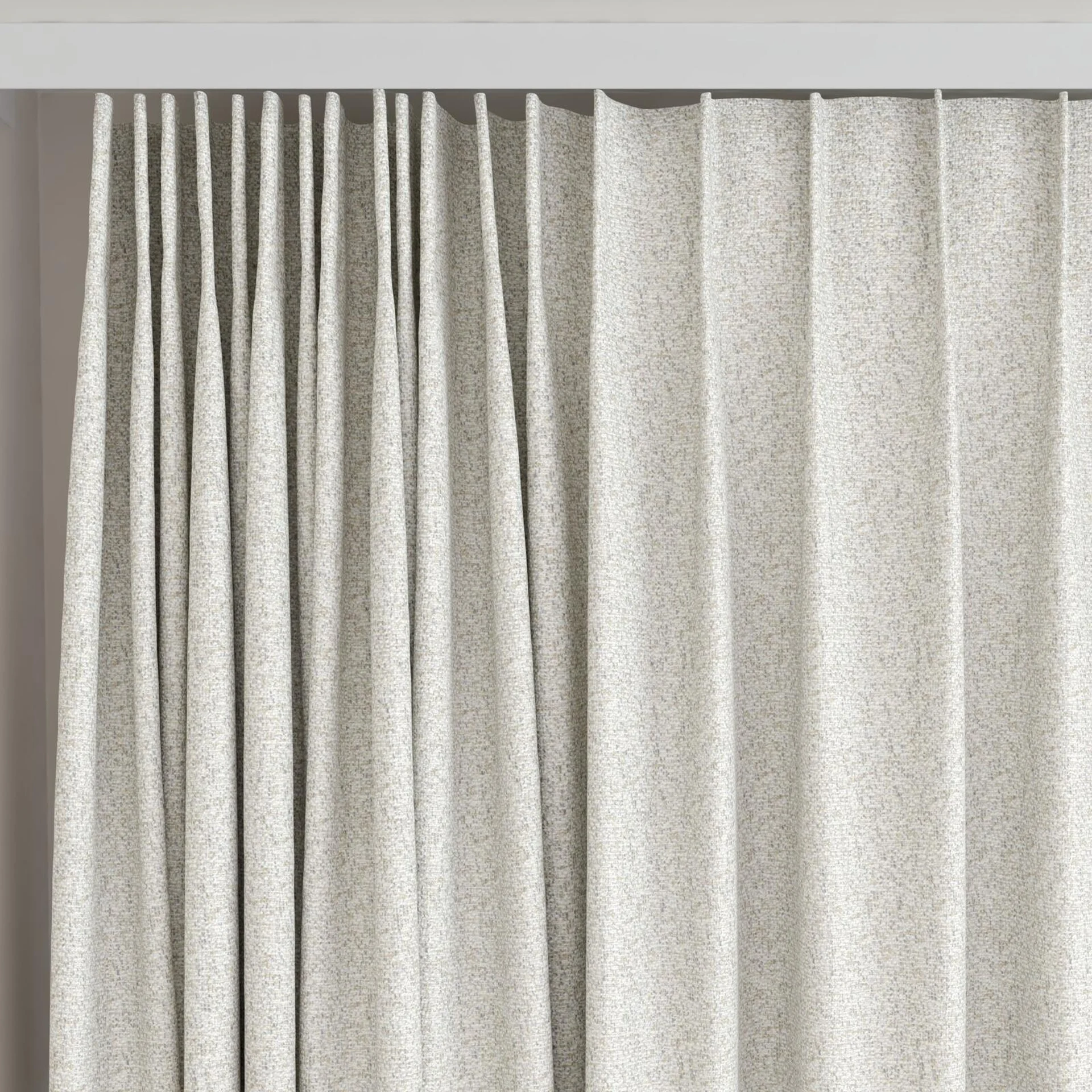 Top view of Bora Bora Silt, on curtain rail