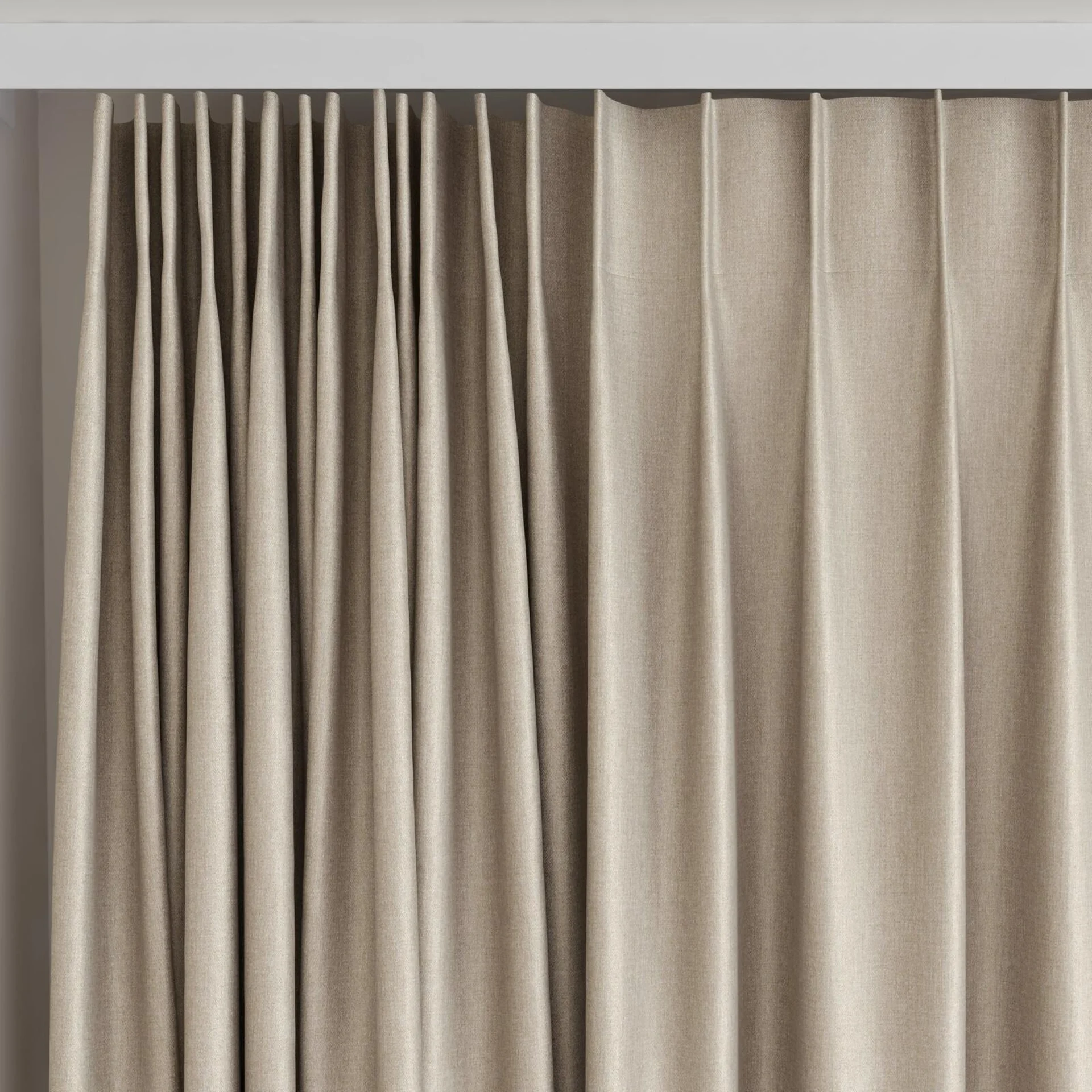 Top view of Matrix Seagrass, on curtain rail