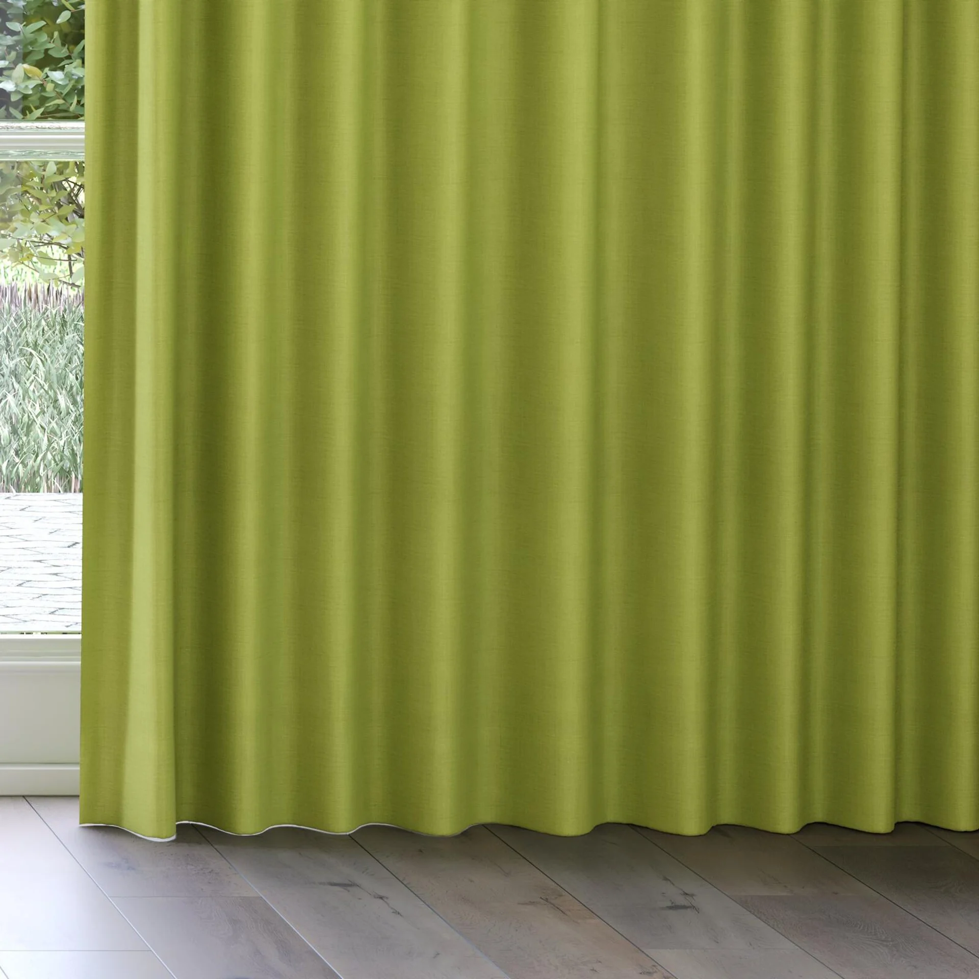 Bottom view of Loci Dim Out Leaf, on curtain rail