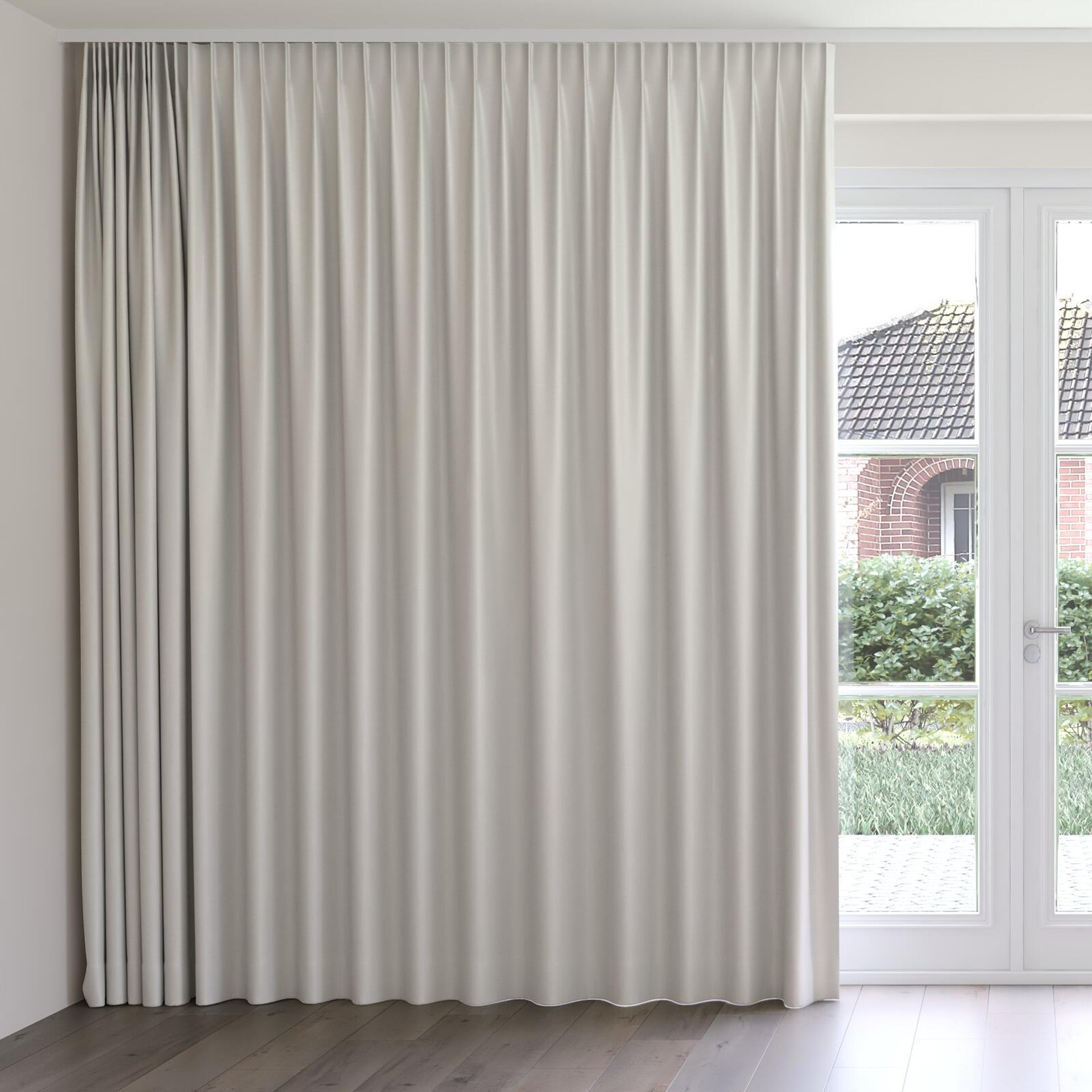 Front view of Atelier Ecru, on curtain rail
