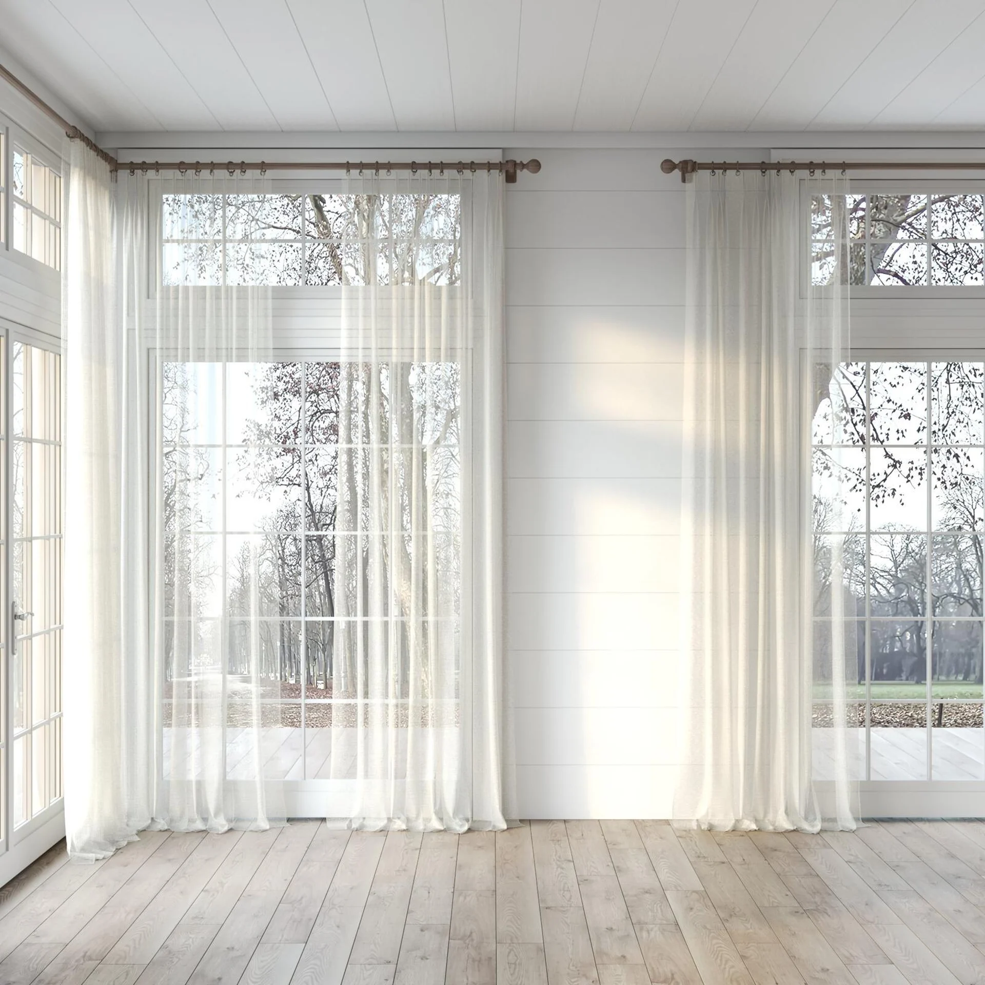 Full view of Impressive Crushed Linen, puddled, on curtain rod