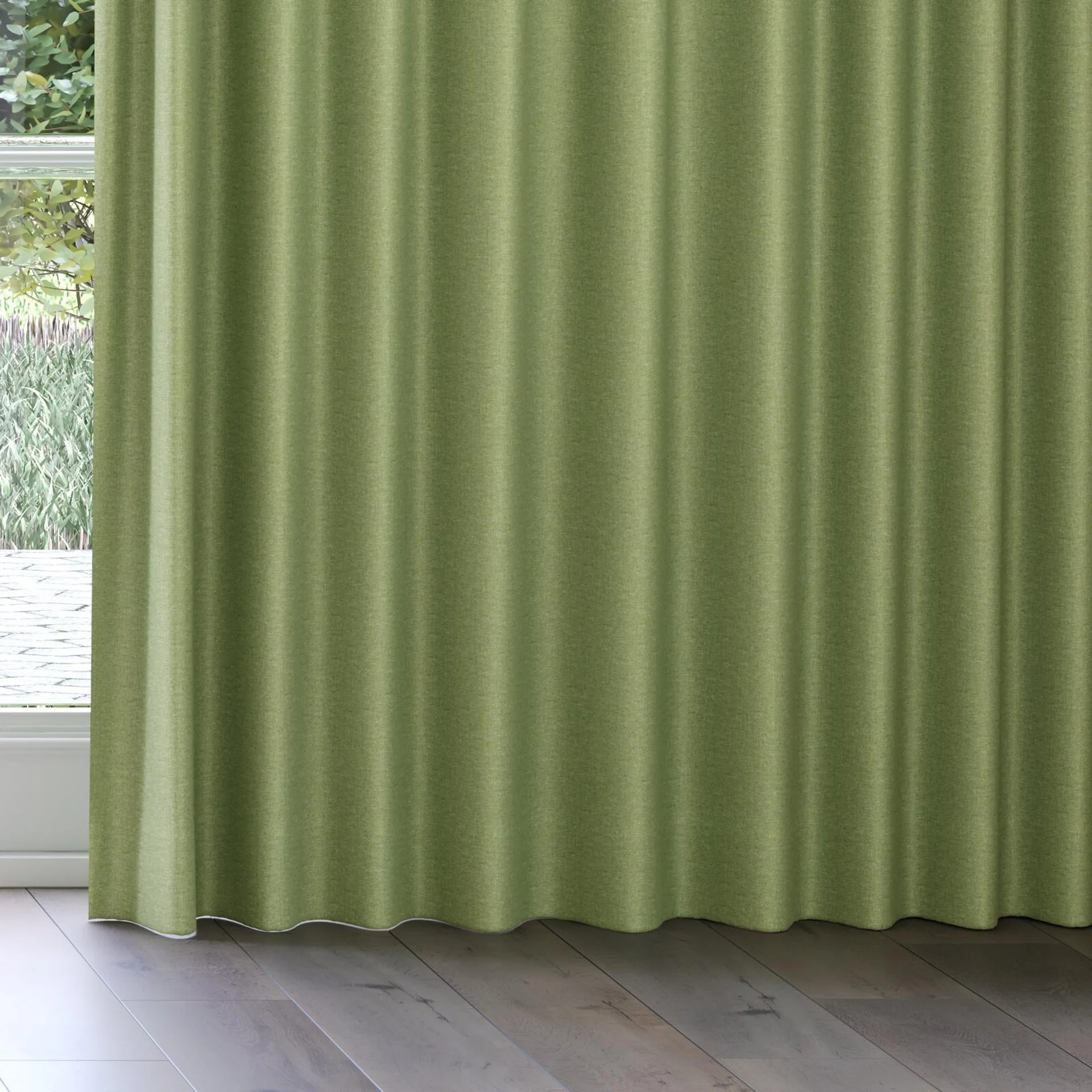 Bottom view of Jupiter Grass, on curtain rail