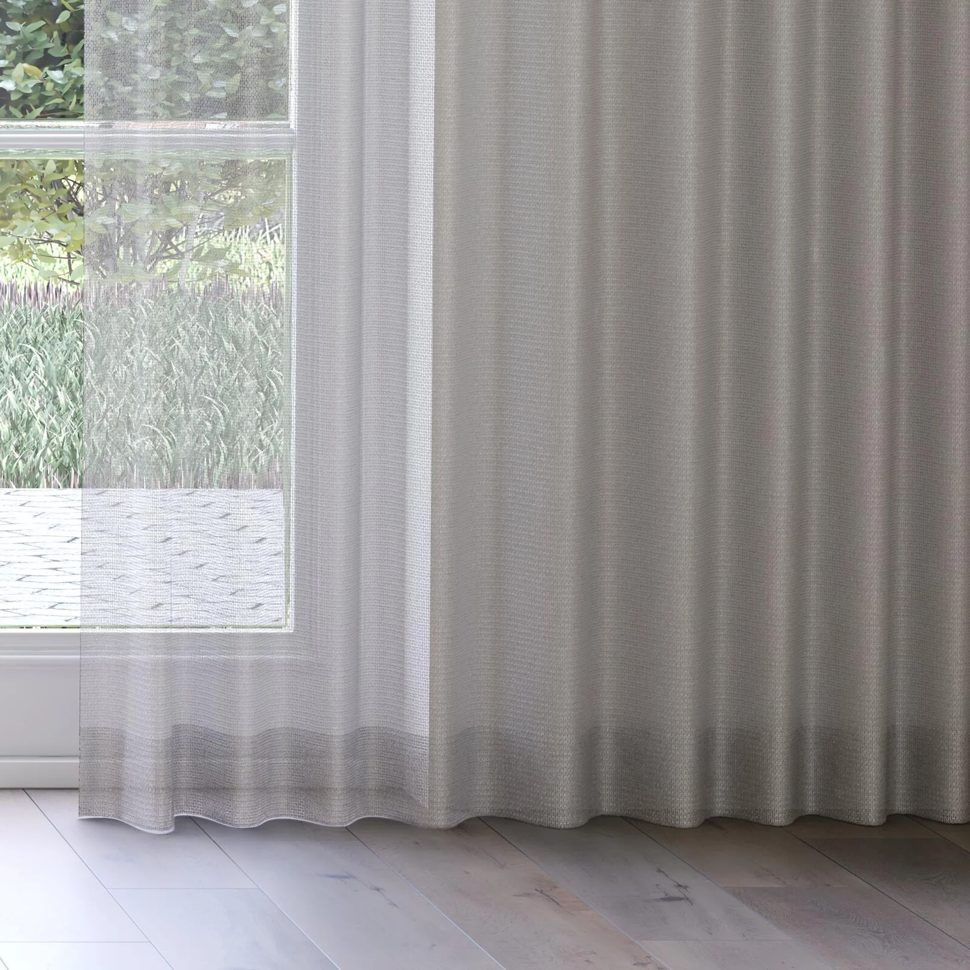 Bottom view of Cosmos Shadow, on curtain rail