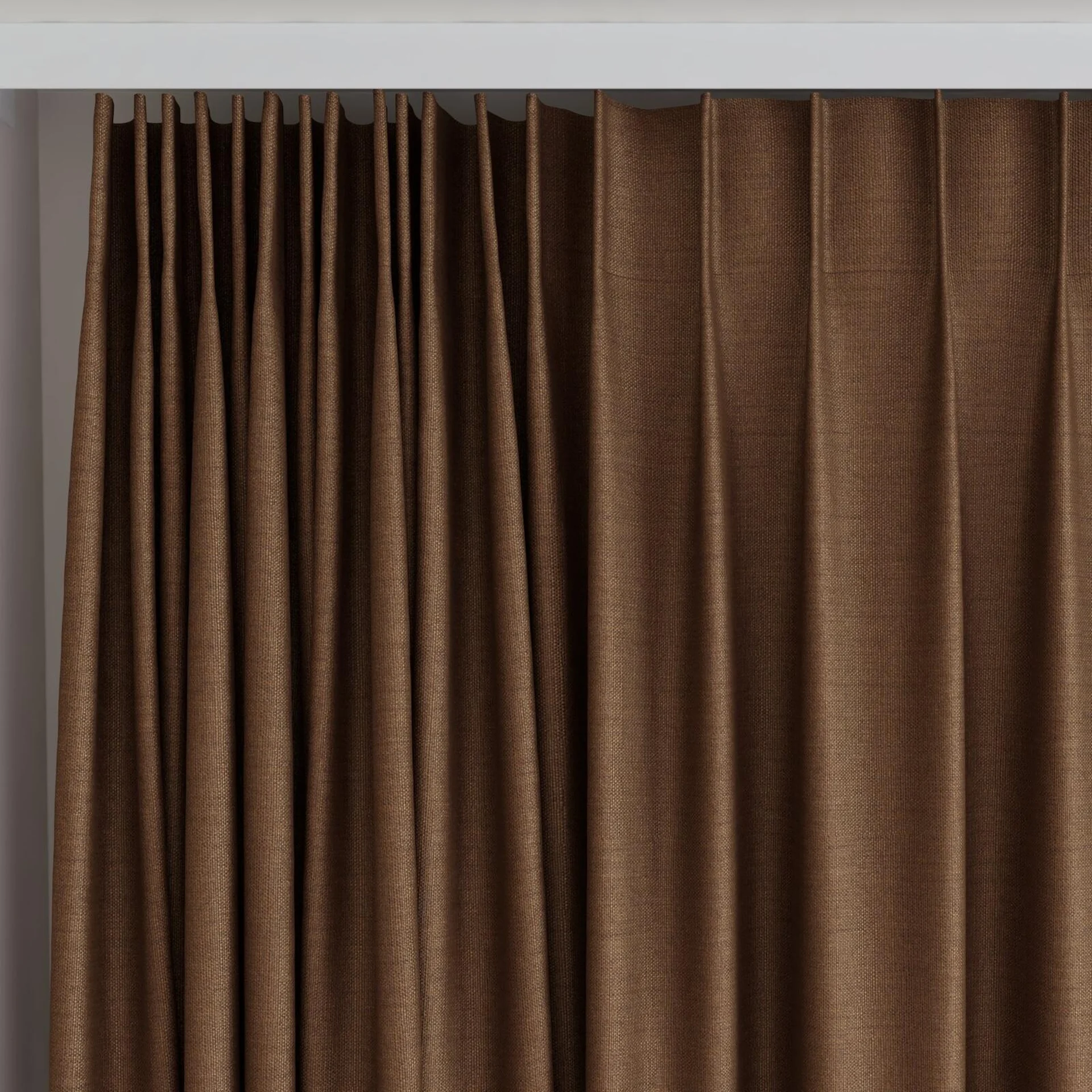Top view of Linex Maroon, on curtain rail