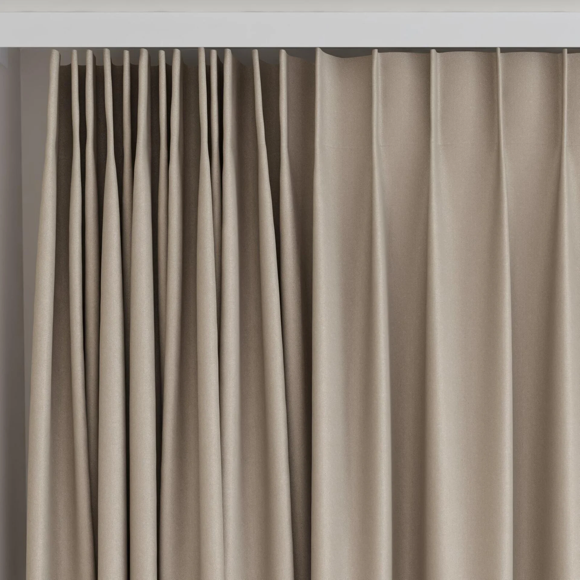 Top view of Woolskin Fresco, on curtain rail