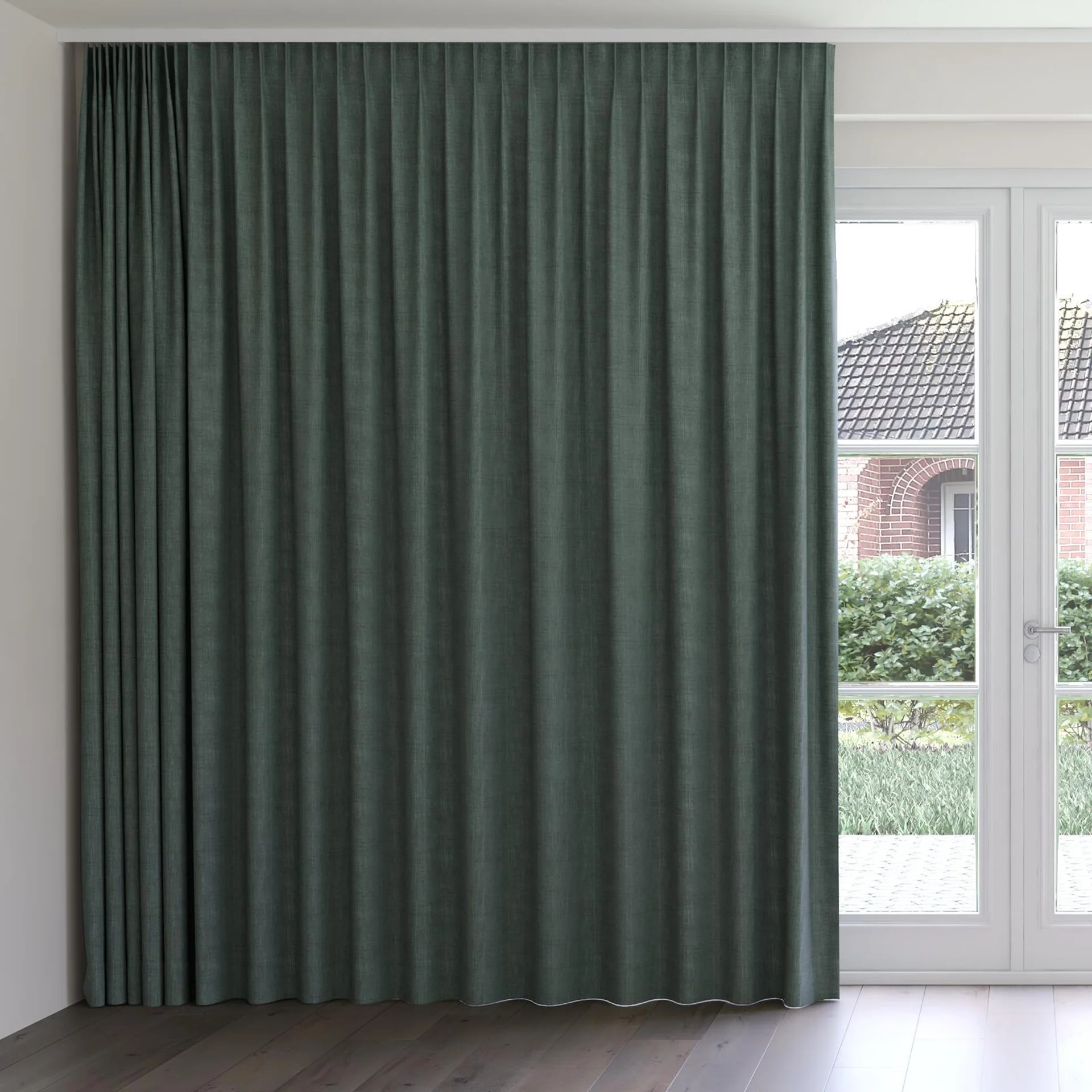 Front view of Planet Spruce, on curtain rail