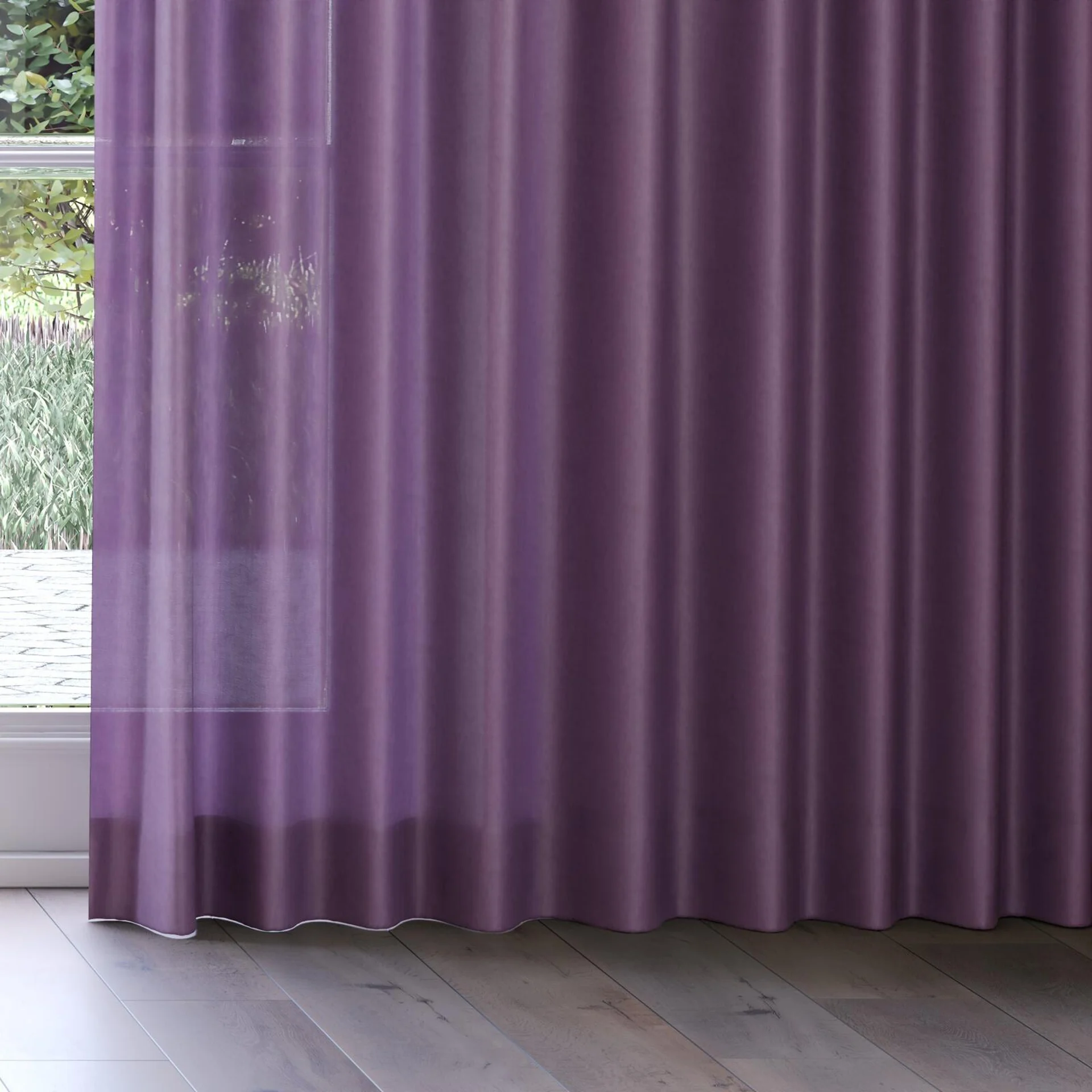 Bottom view of Flo II Grape, on curtain rail