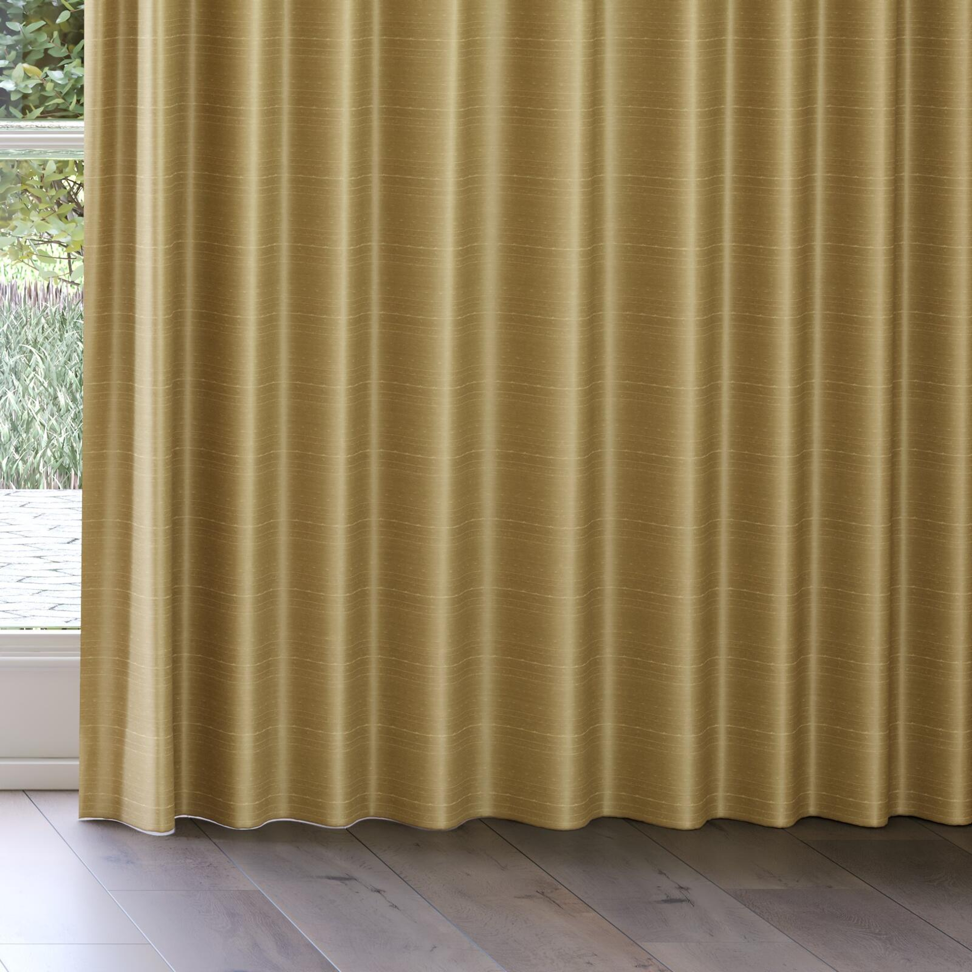 Bottom view of Silky Tinsel, on curtain rail