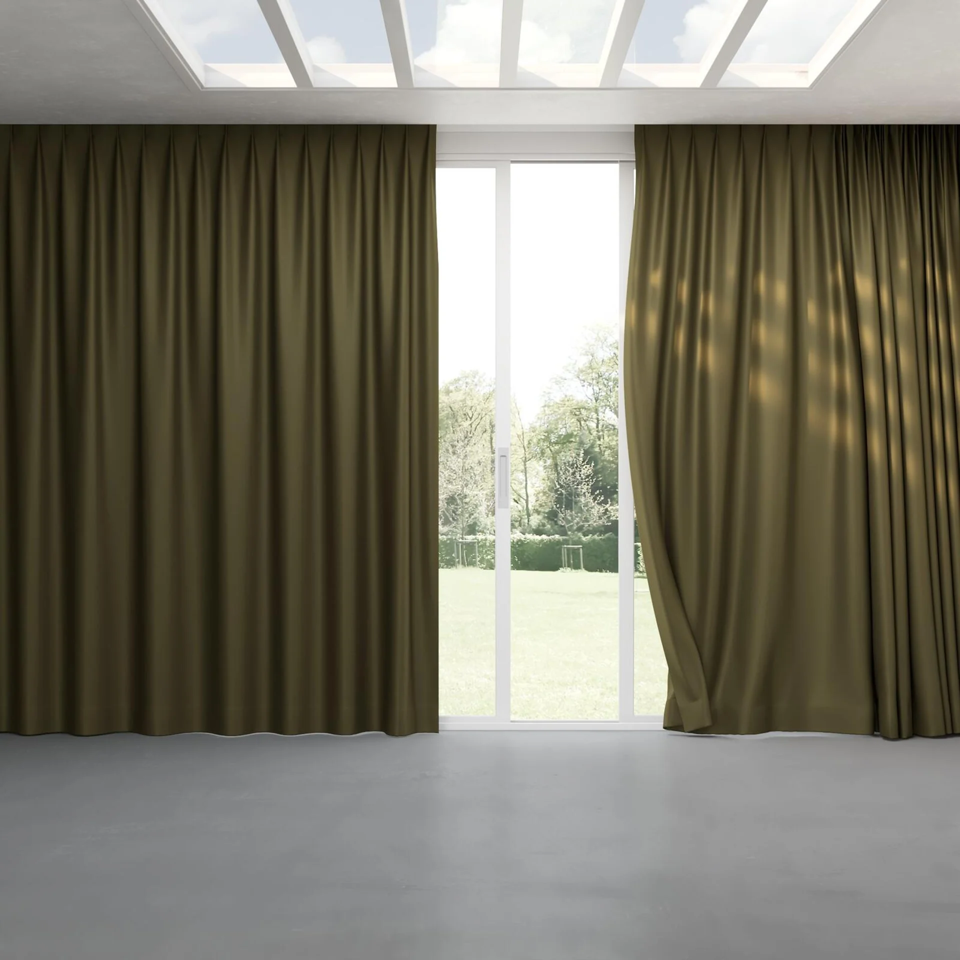 Full view of Sleek Camouflage, pinch pleat