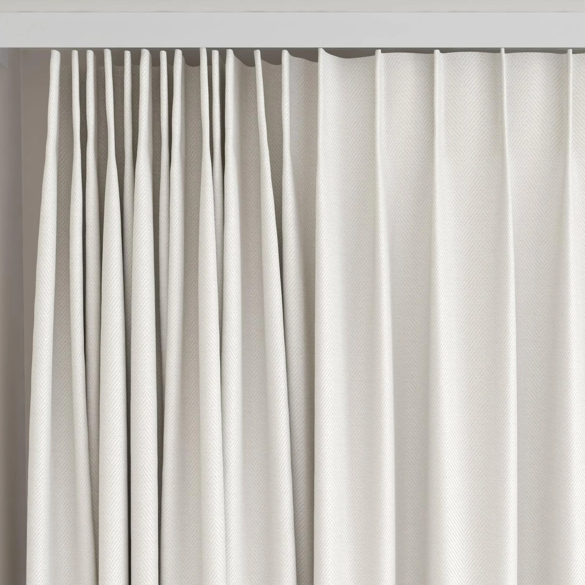 Top view of Trailblazer Ivory, on curtain rail