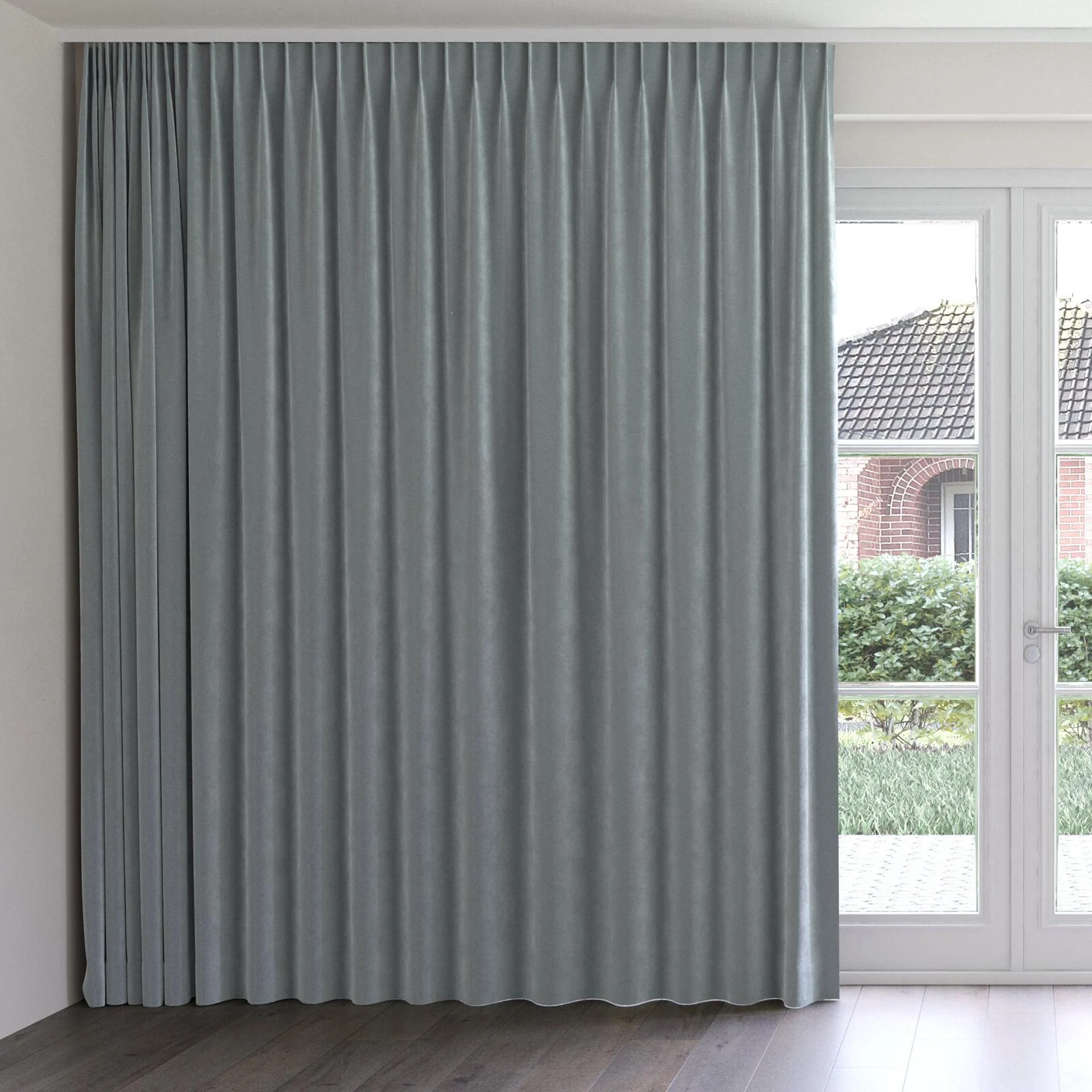 Front view of Vienna Opal, on curtain rail