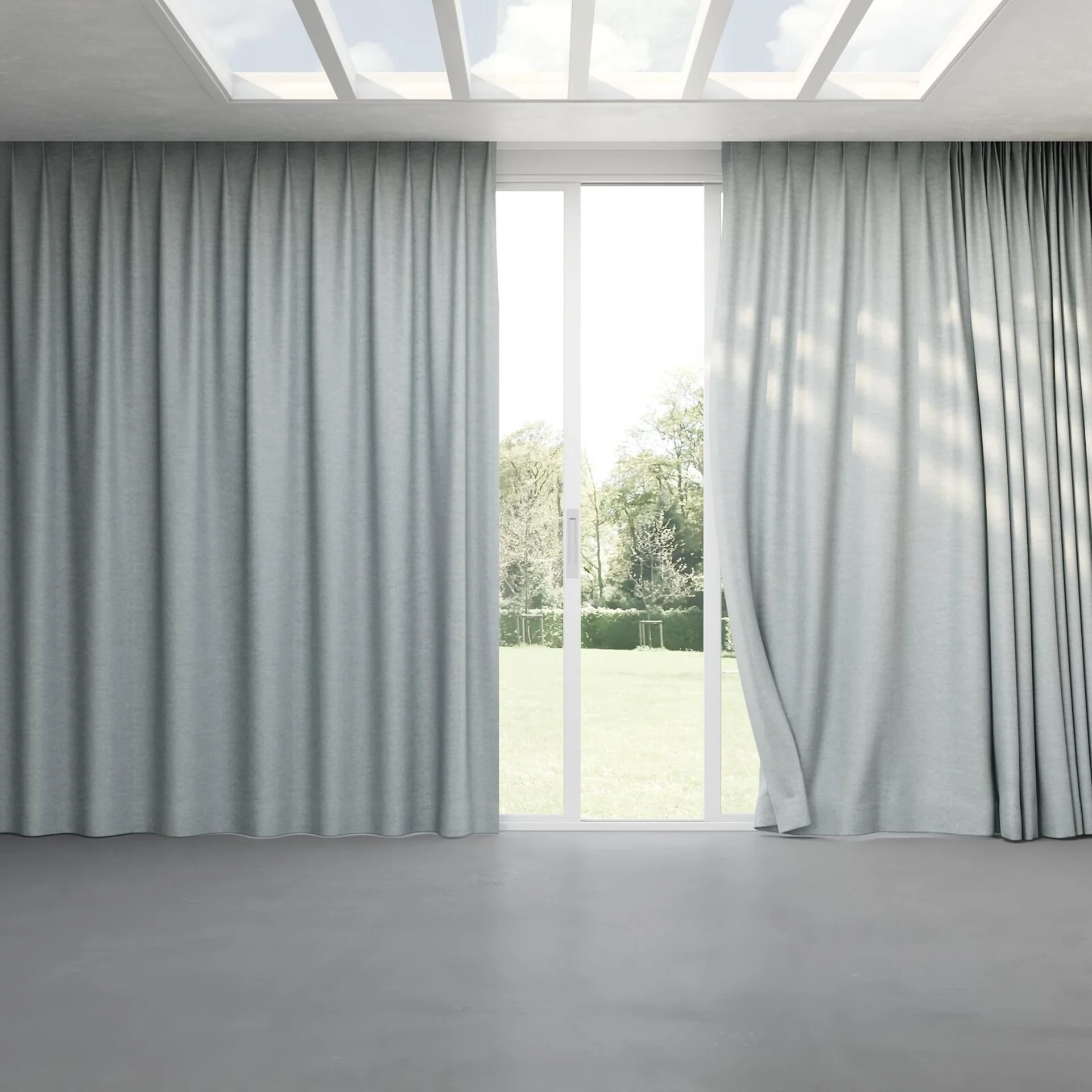Full view of Colourwash Horizon, pinch pleat
