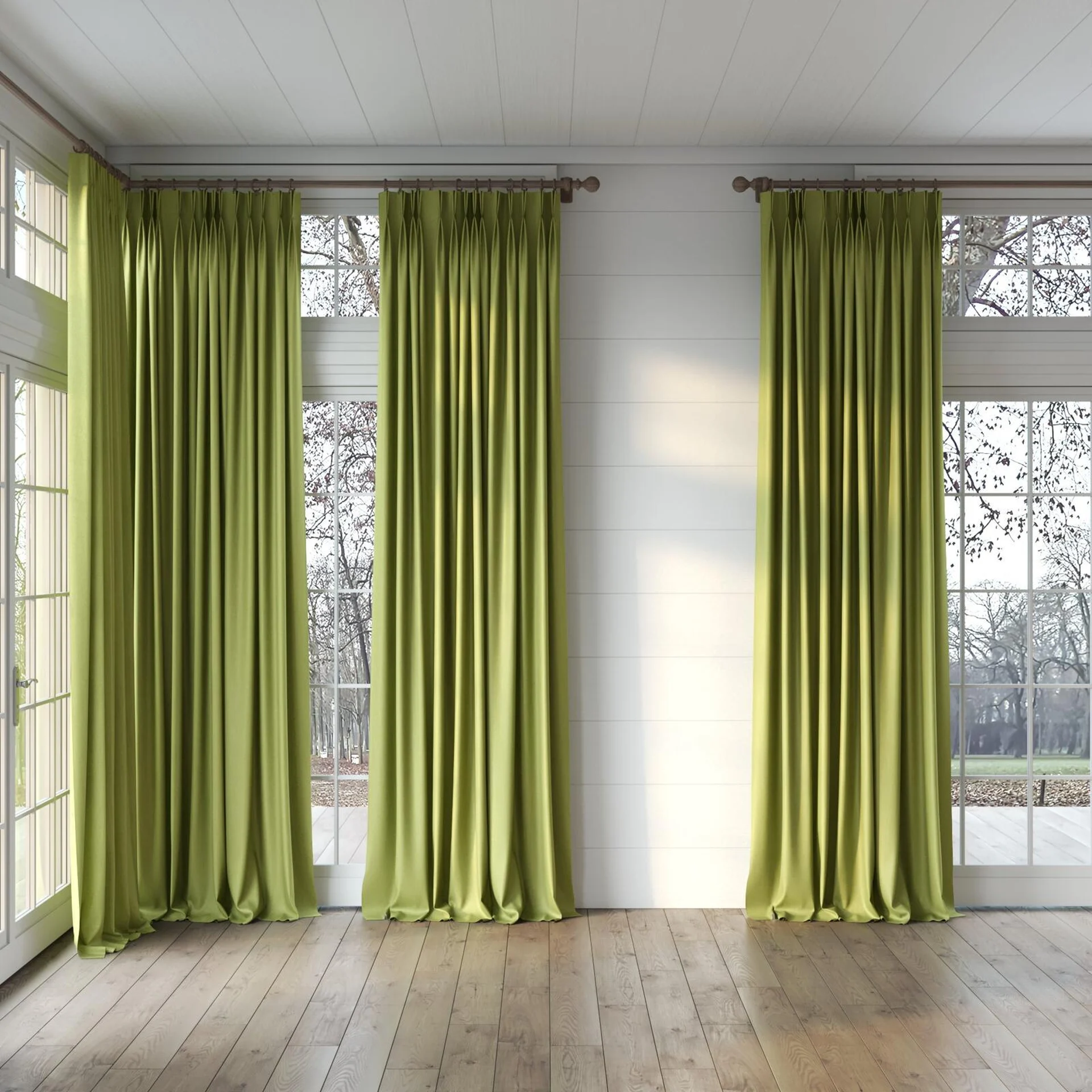 Full view of Kidglove Oasis, puddled, on curtain rod