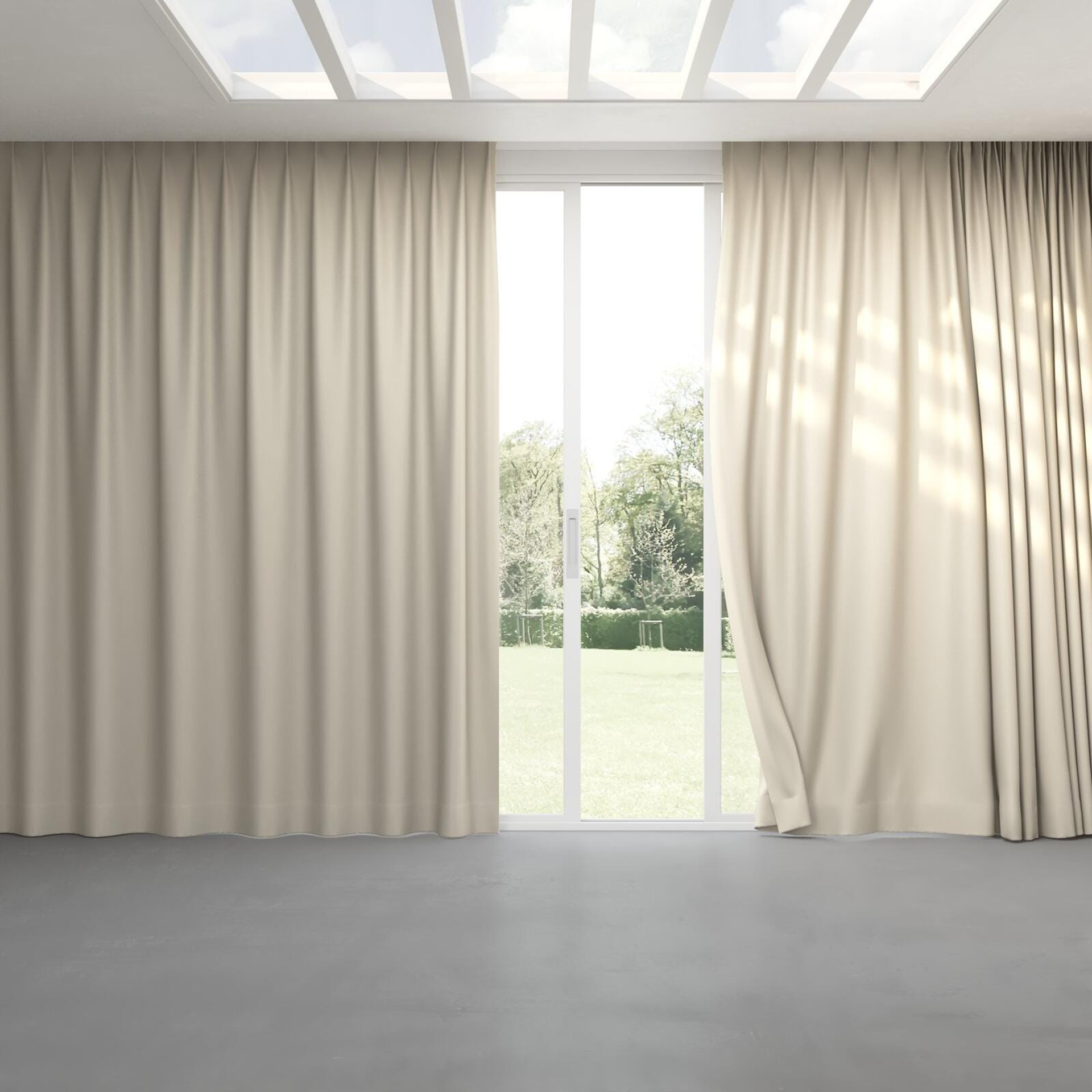 Full view of Atelier Parchment, pinch pleat