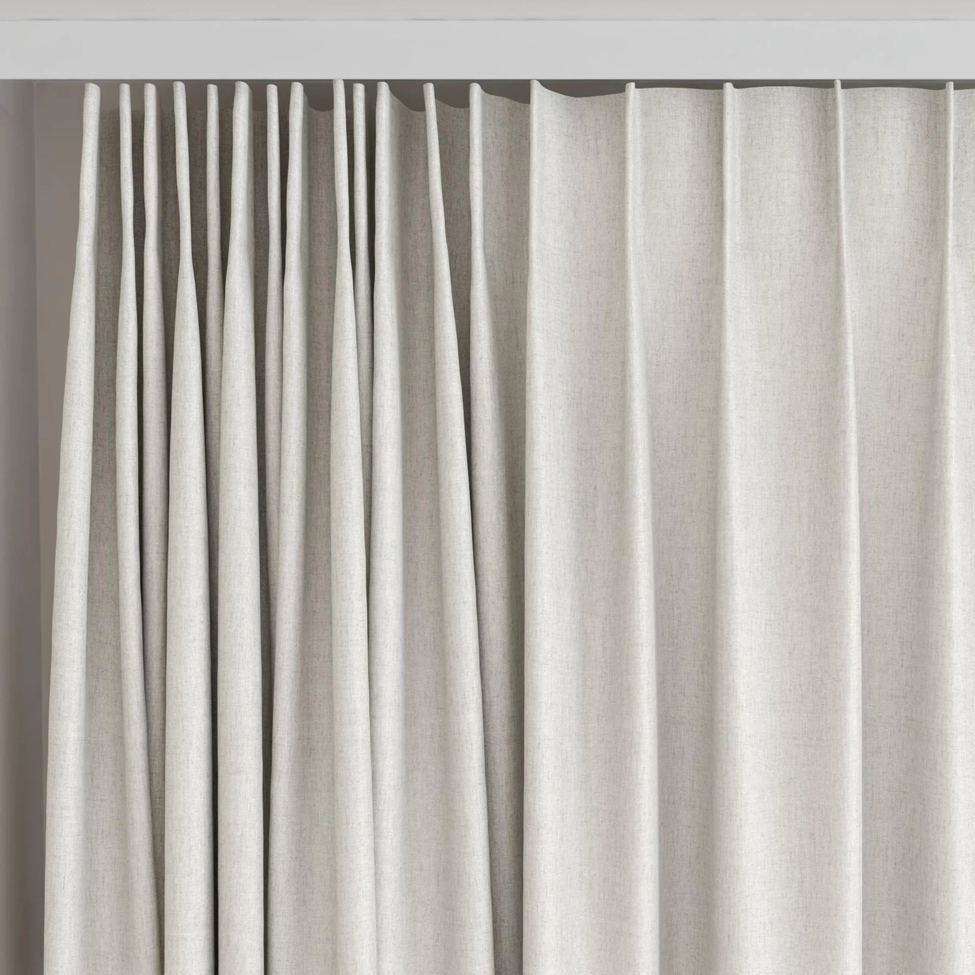 Top view of Stonewall Blackout Sand, on curtain rail