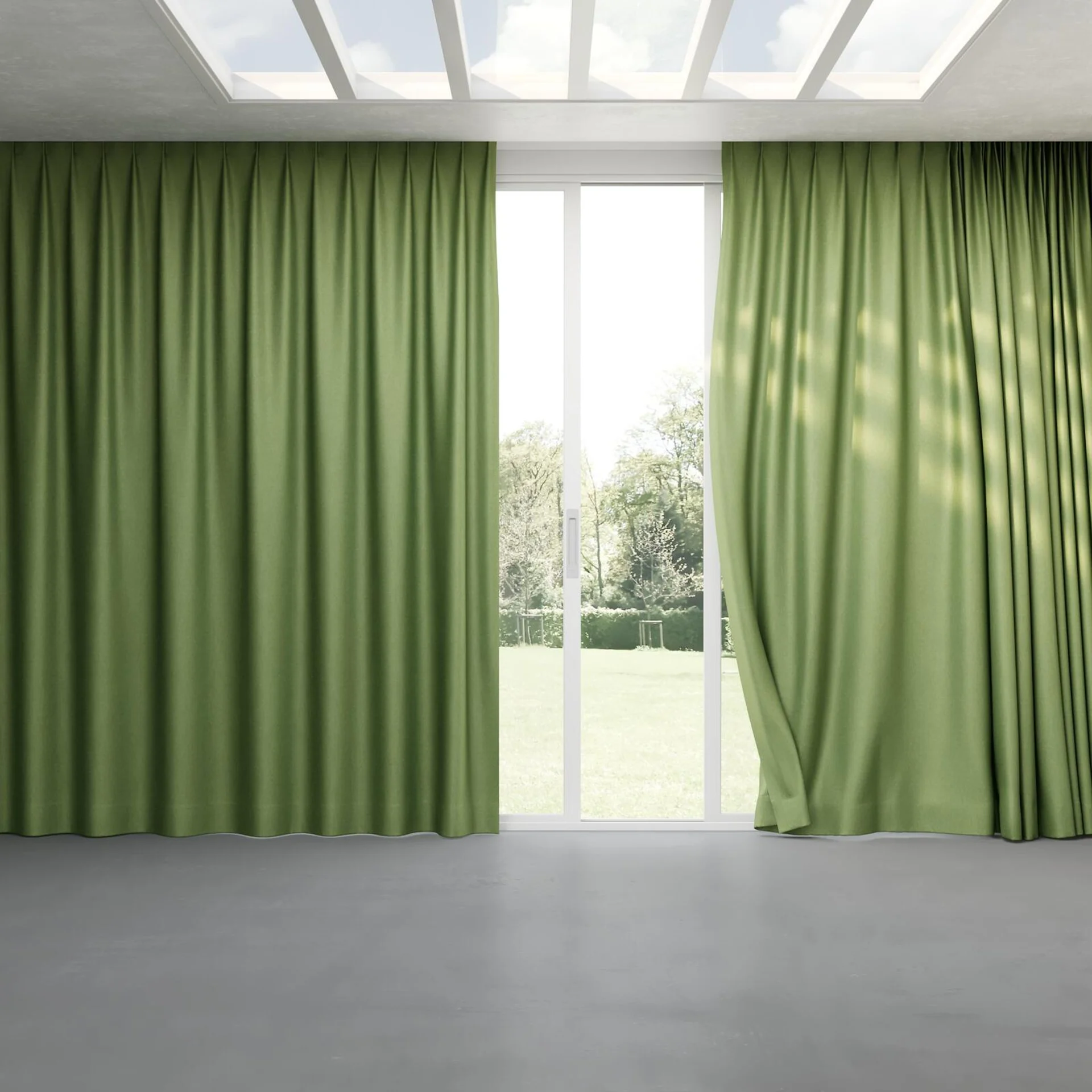 Full view of Fiji Leaf, pinch pleat