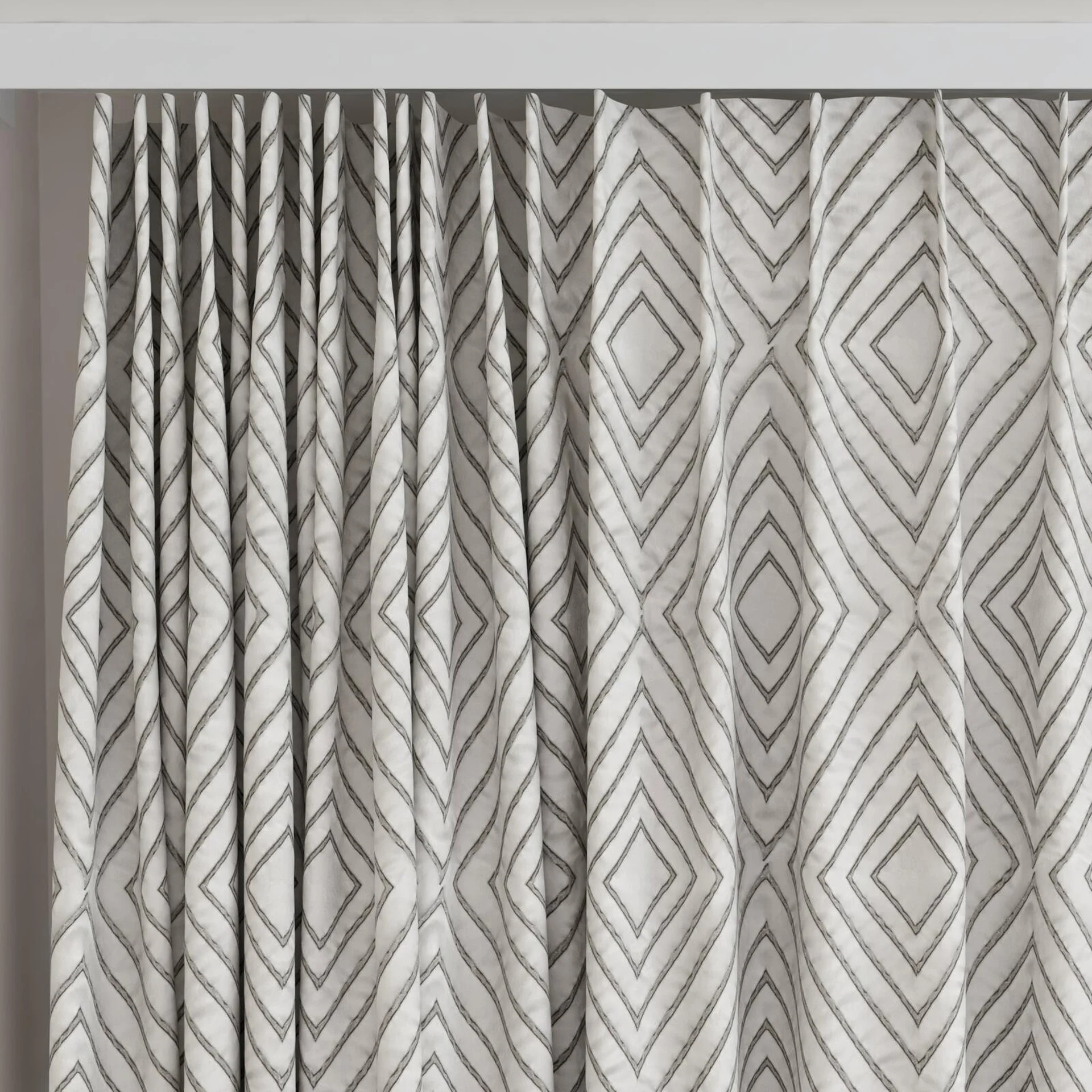 Top view of Intuition Silver, on curtain rail