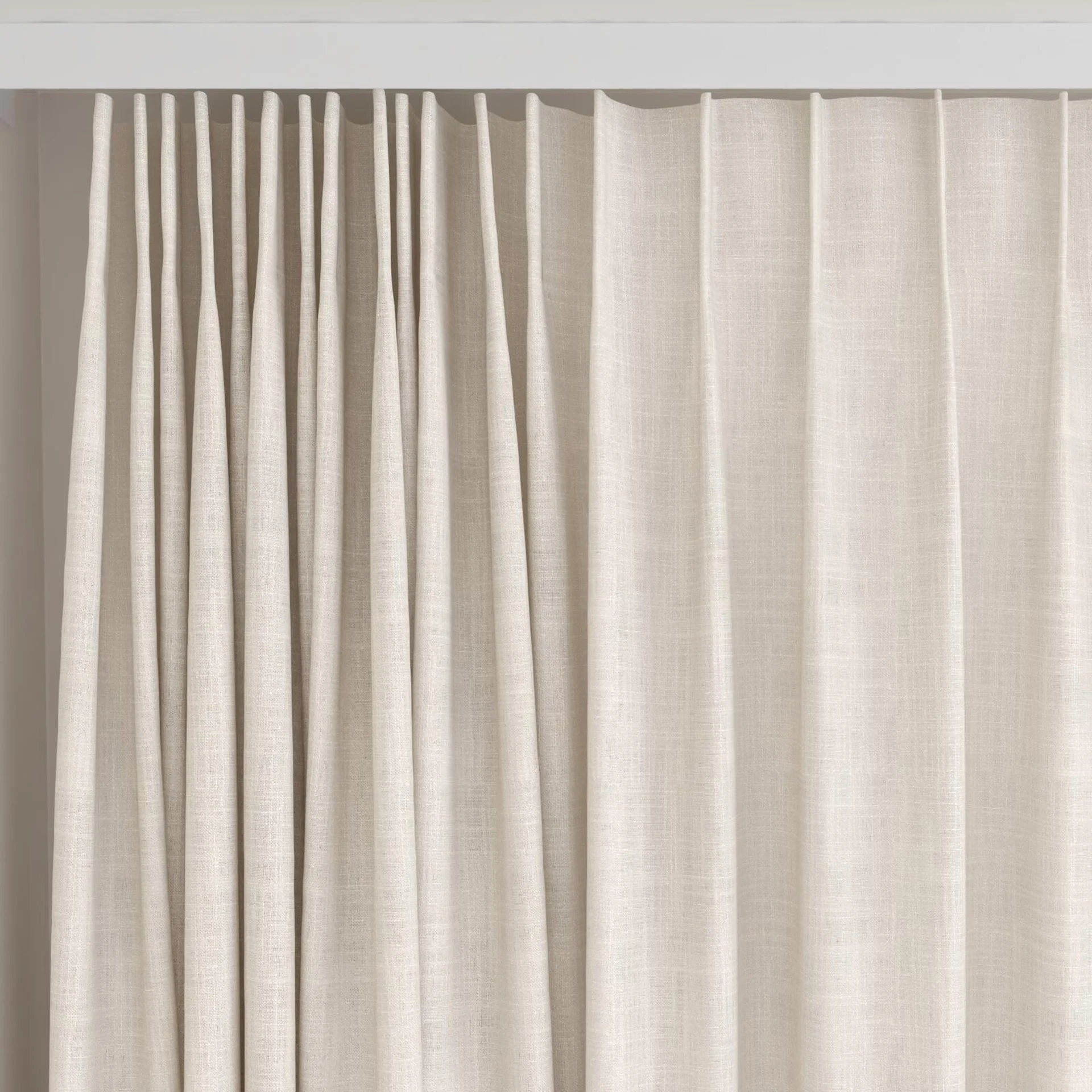 Top view of Release Flax, on curtain rail