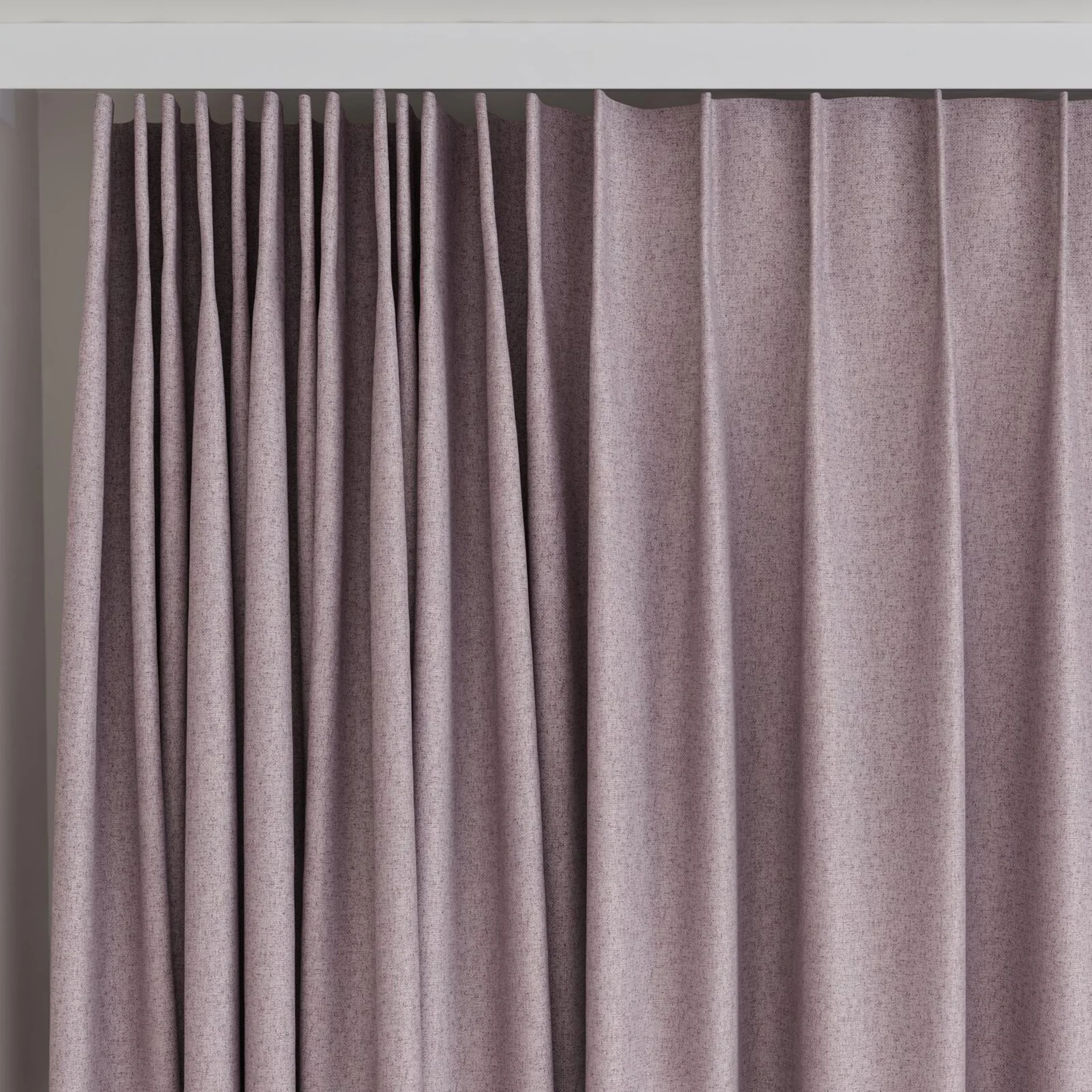 Top view of Liberate Mauve, on curtain rail