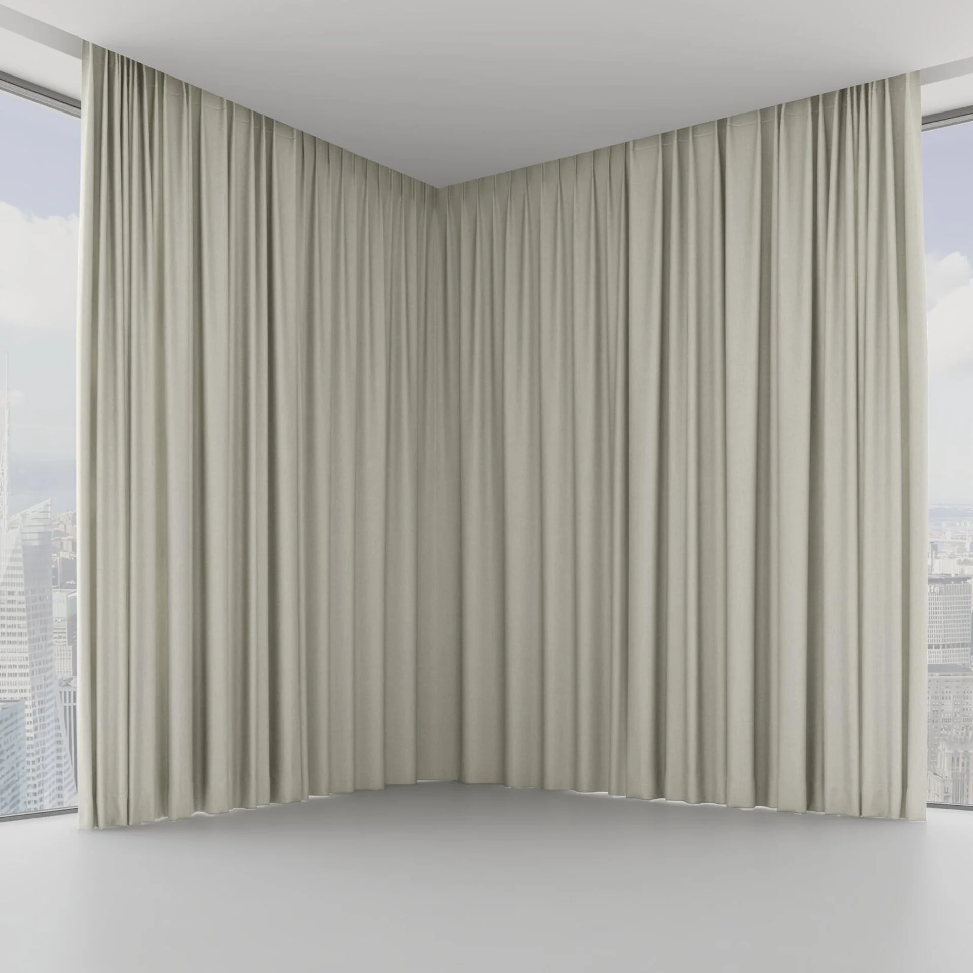 Front view of Stonewall Blackout Linen, on hidden rail