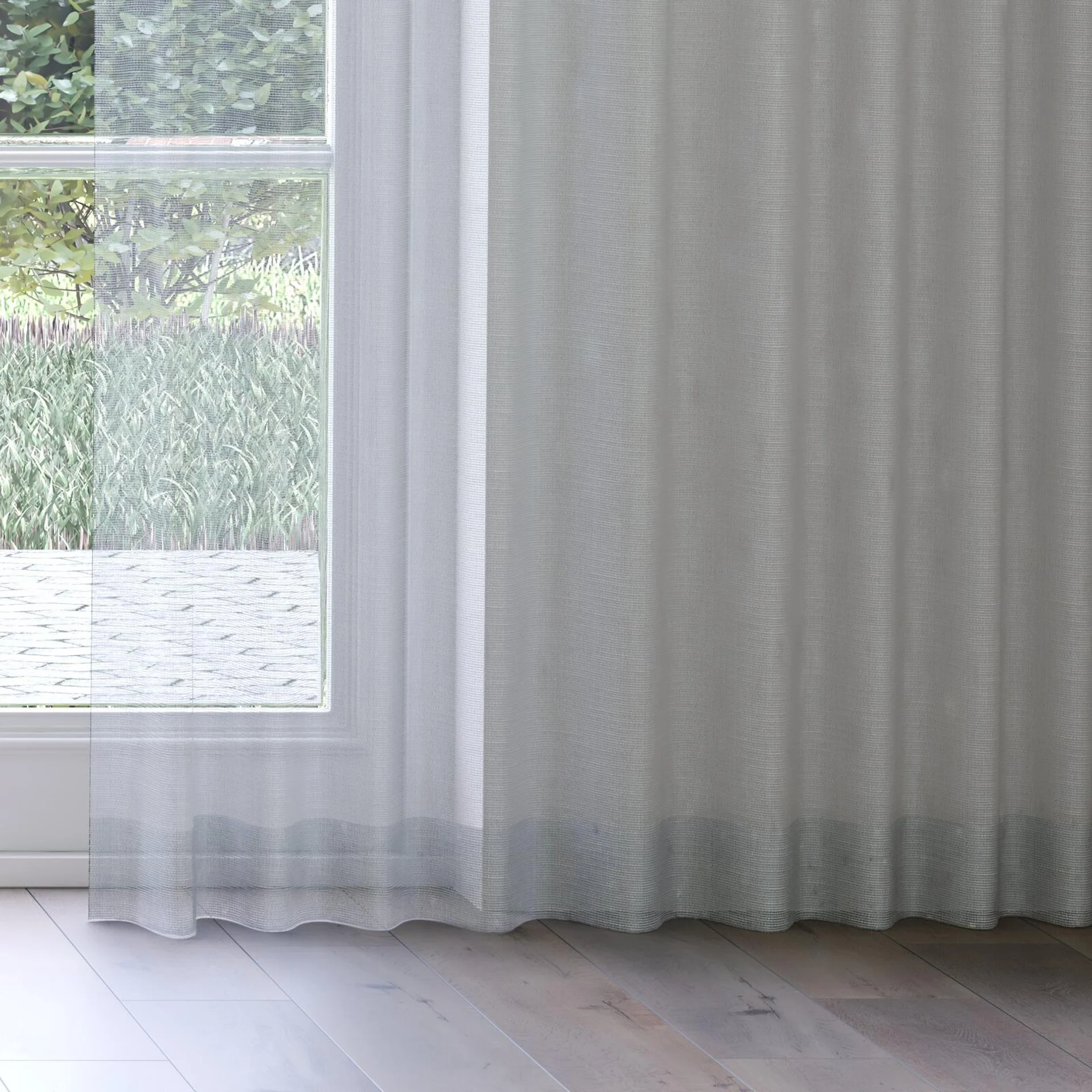 Bottom view of Radiant Sky, on curtain rail
