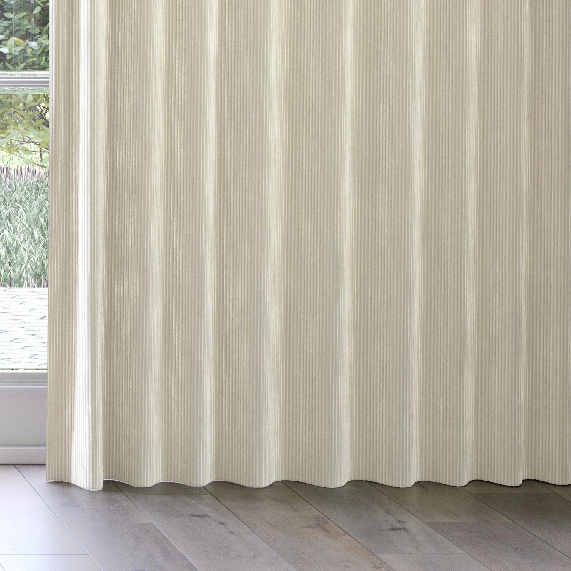 Bottom view of Embrace Marble, on curtain rail