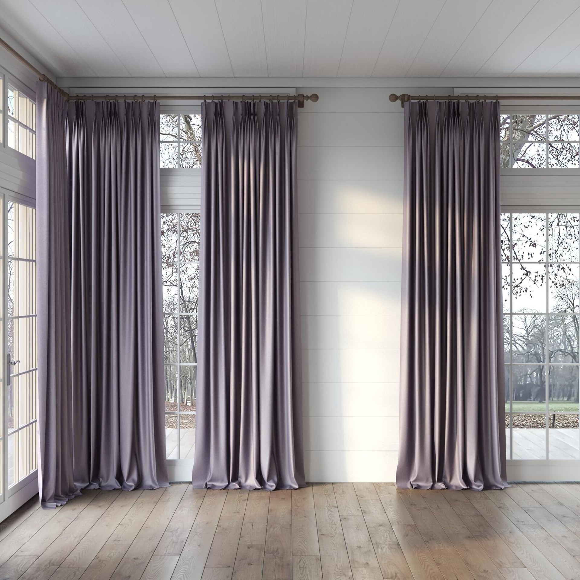 Full view of Matrix Parma, puddled, on curtain rod