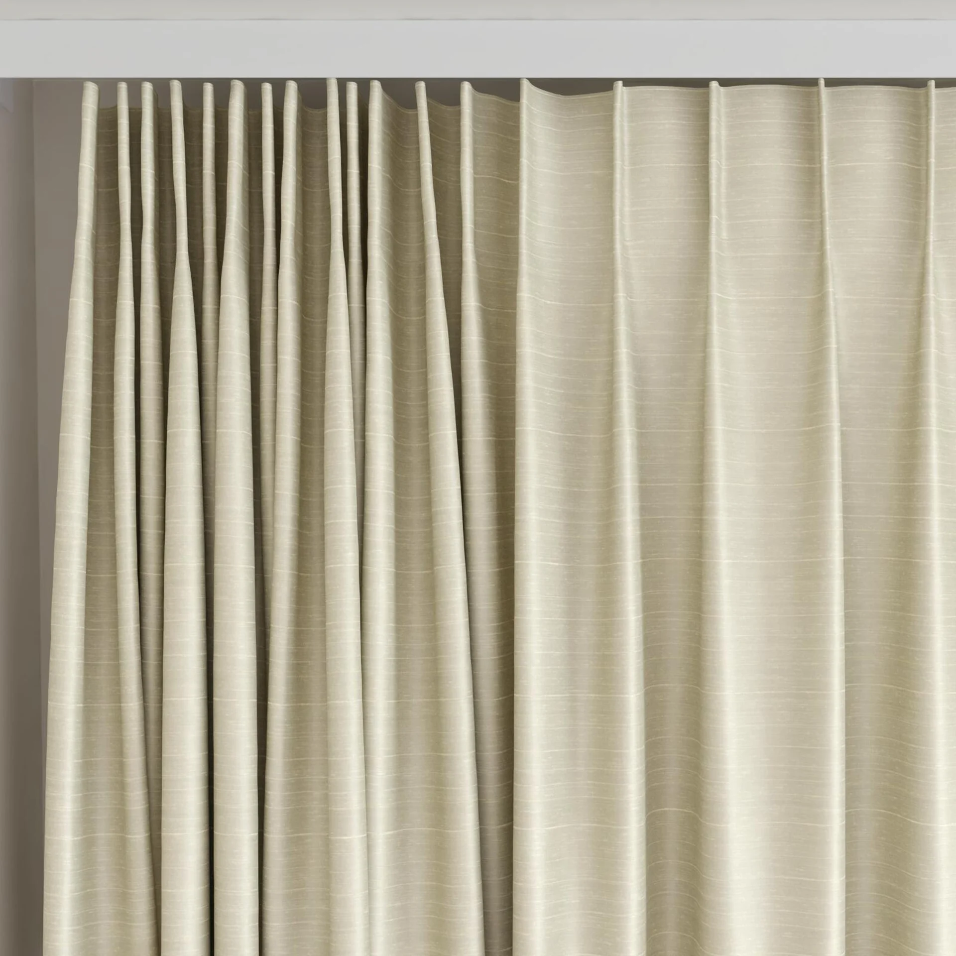 Top view of Silky Frost, on curtain rail