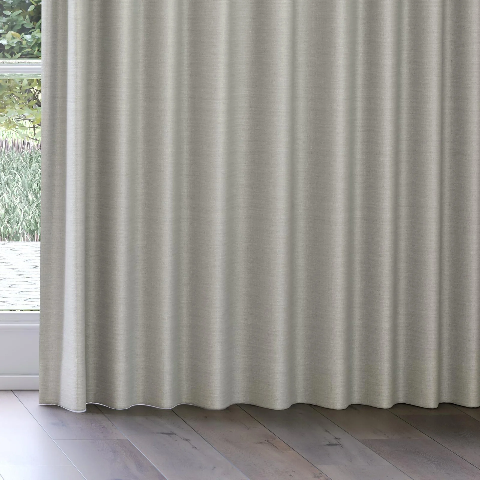 Bottom view of Linex Stucco, on curtain rail