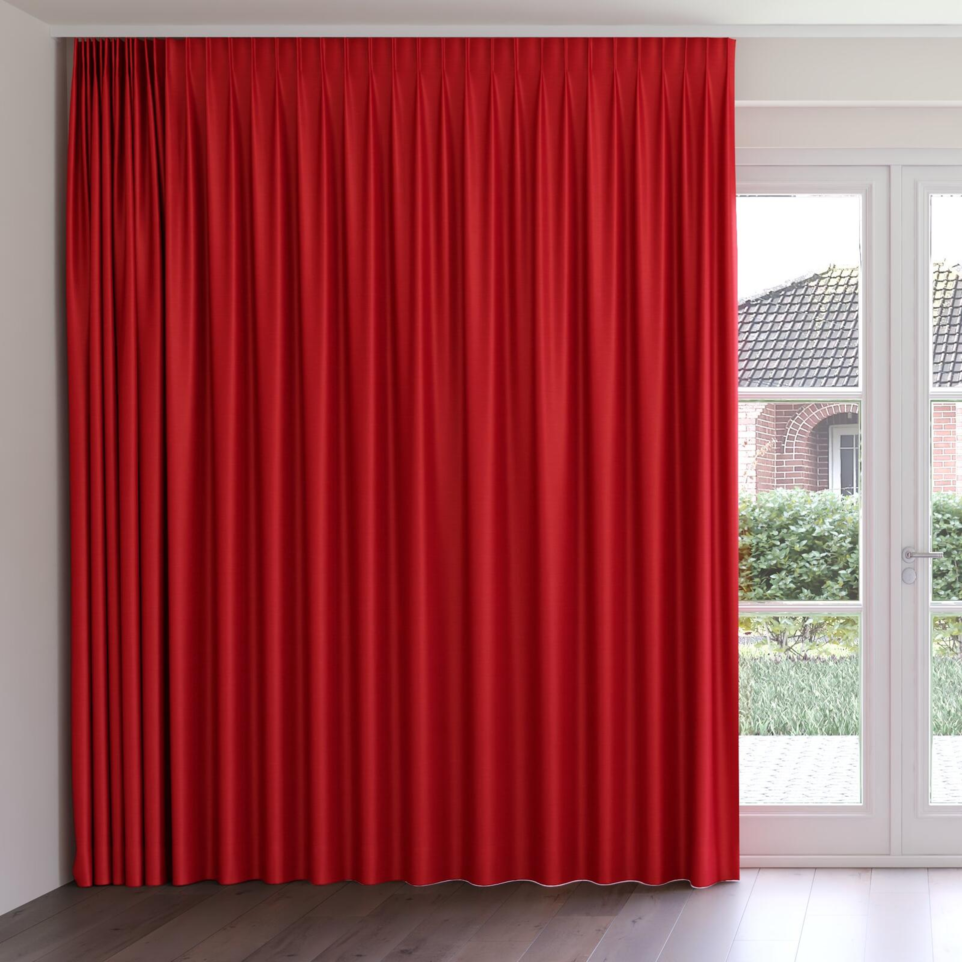 Front view of Silky Poppy, on curtain rail