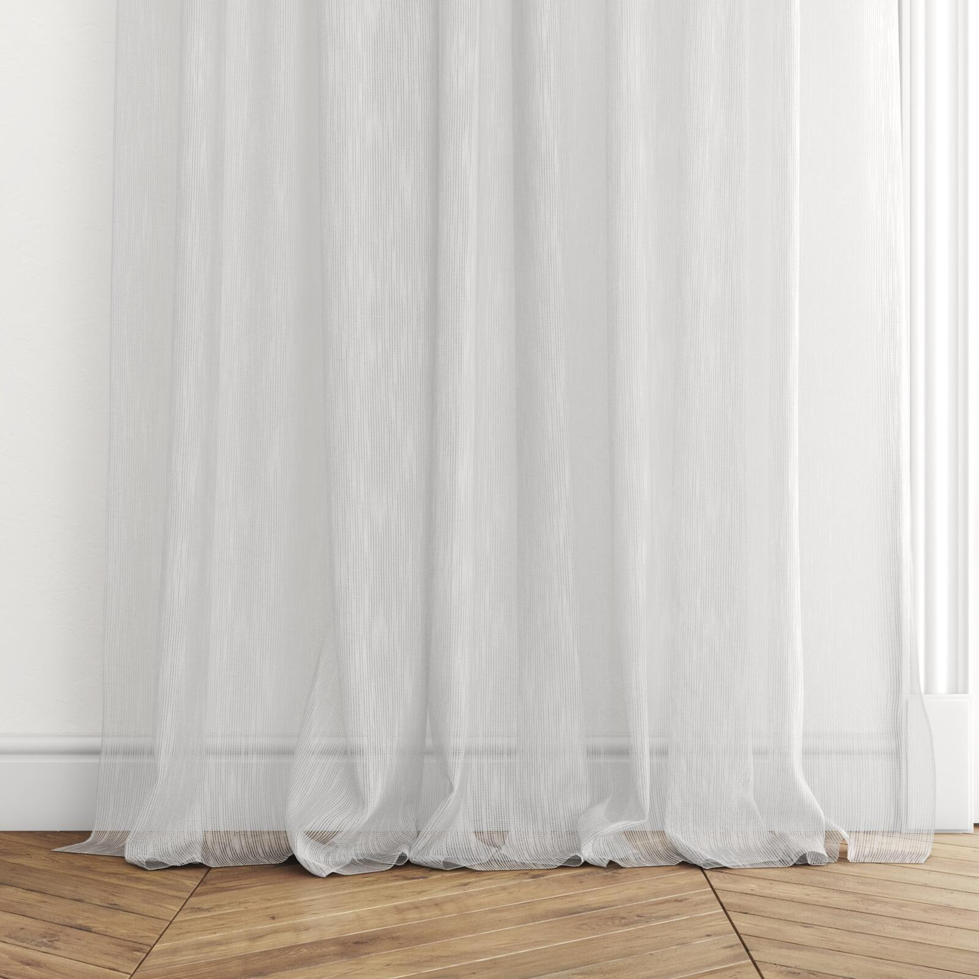 Bottom view of Alliance FR Diamond, puddled with pinch pleat, on curtain rod