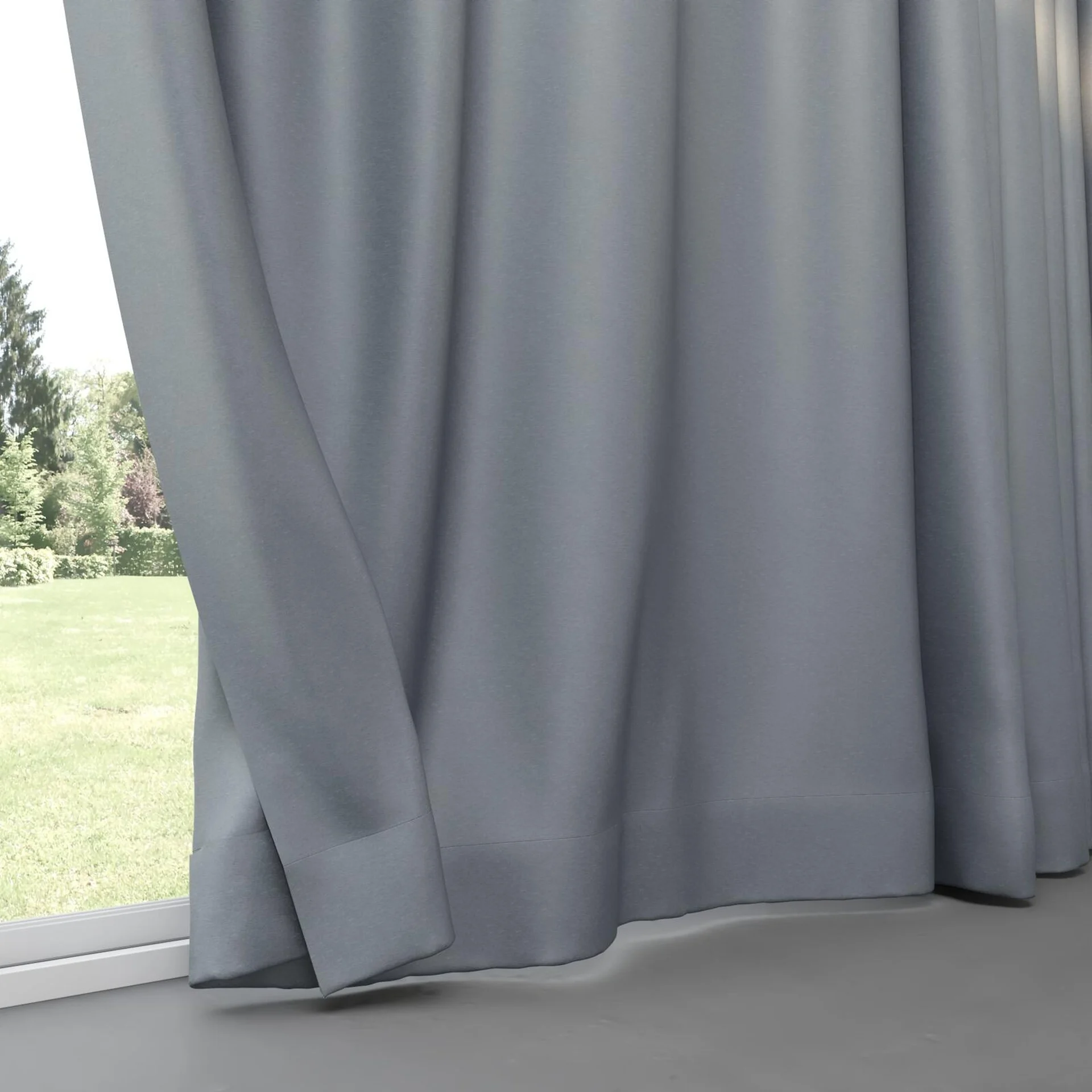 Bottom view of Stellar Blackout Charcoal, pinch pleat