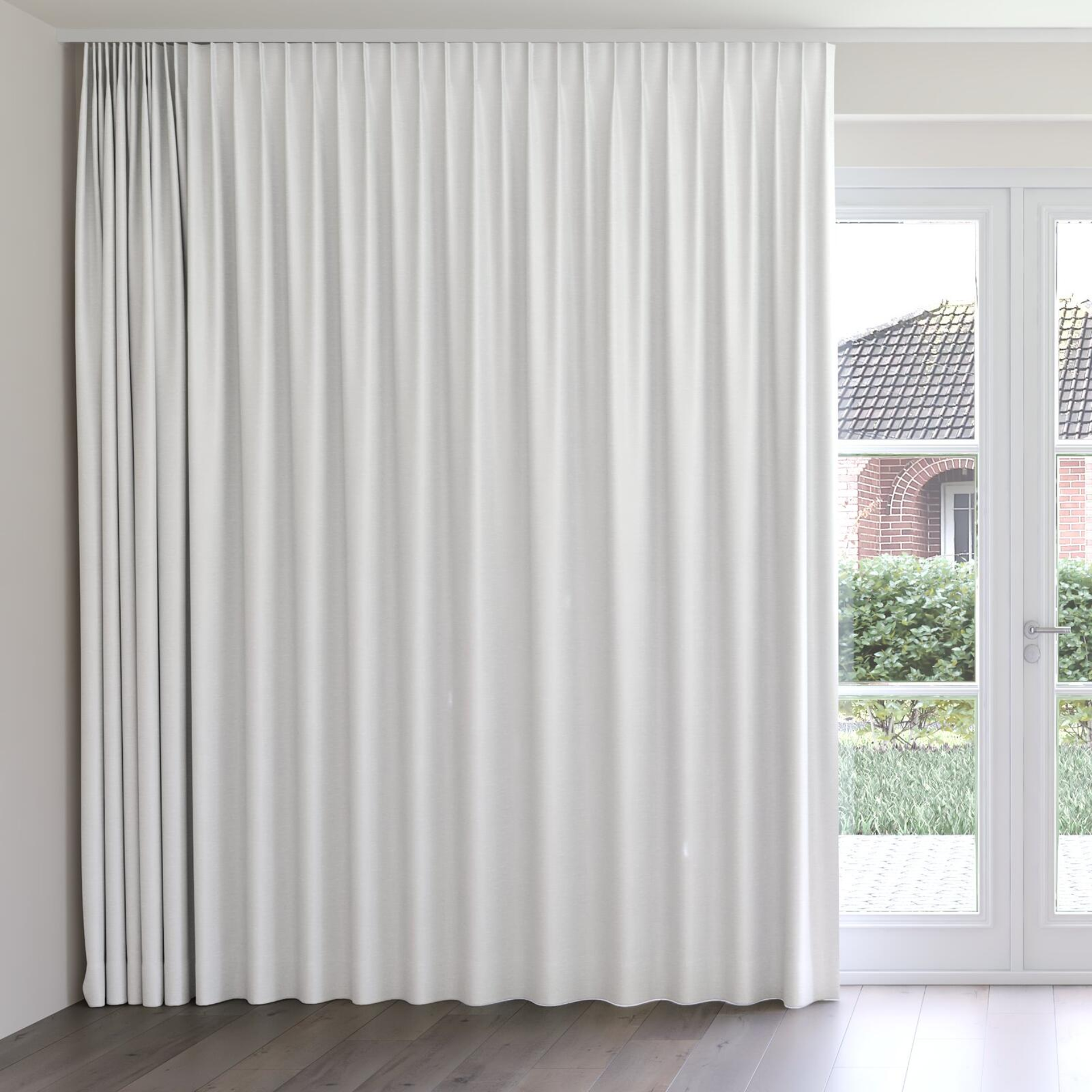 Front view of Silk Road Winter Snow, on curtain rail