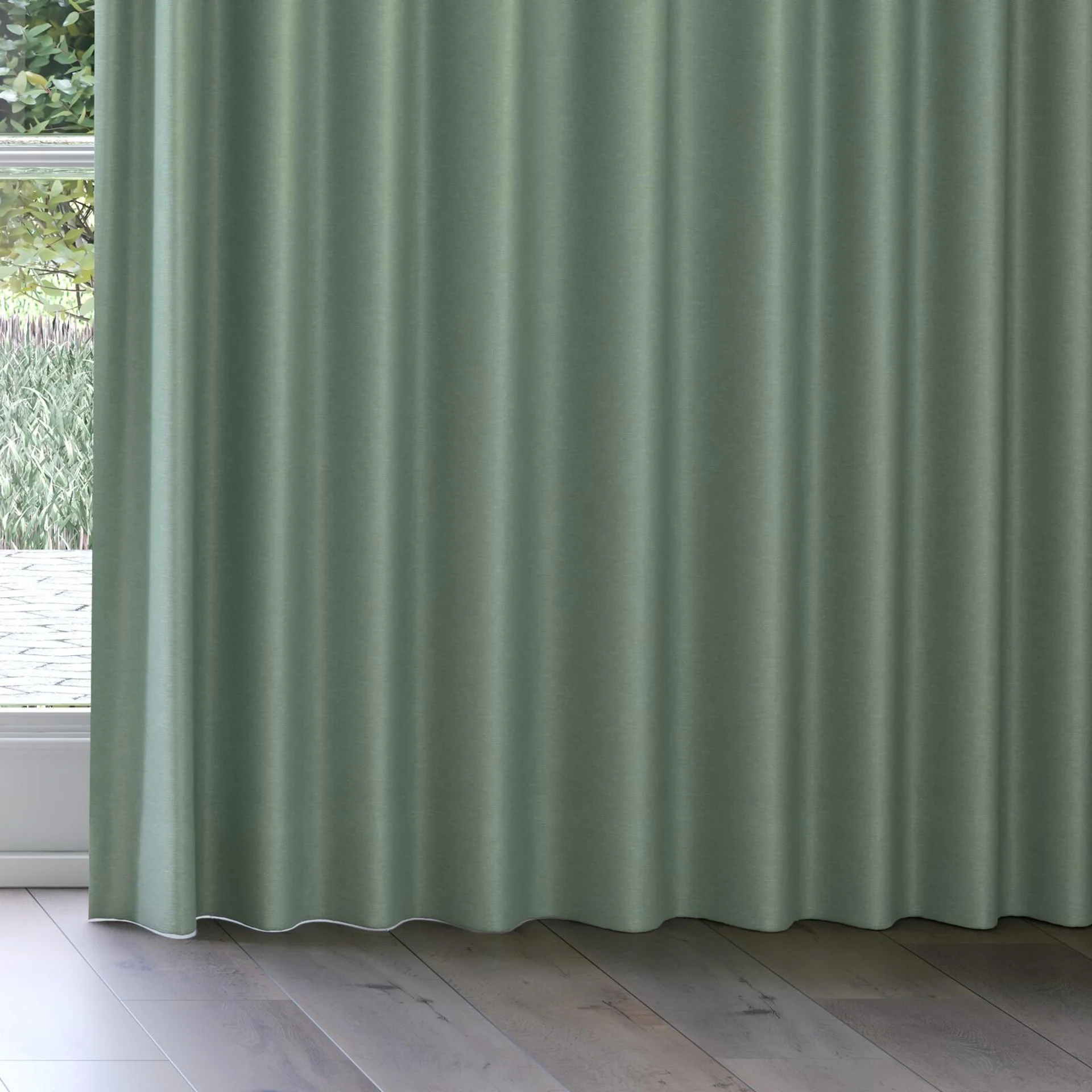 Bottom view of Colourwash Eco Mermaid, on curtain rail