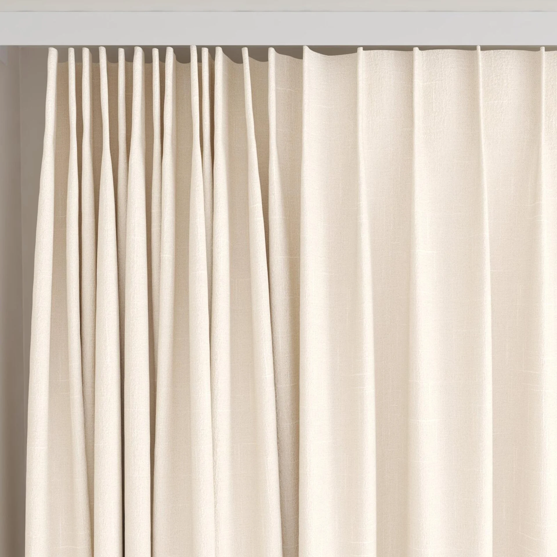 Top view of Cavalry Ivory, on curtain rail