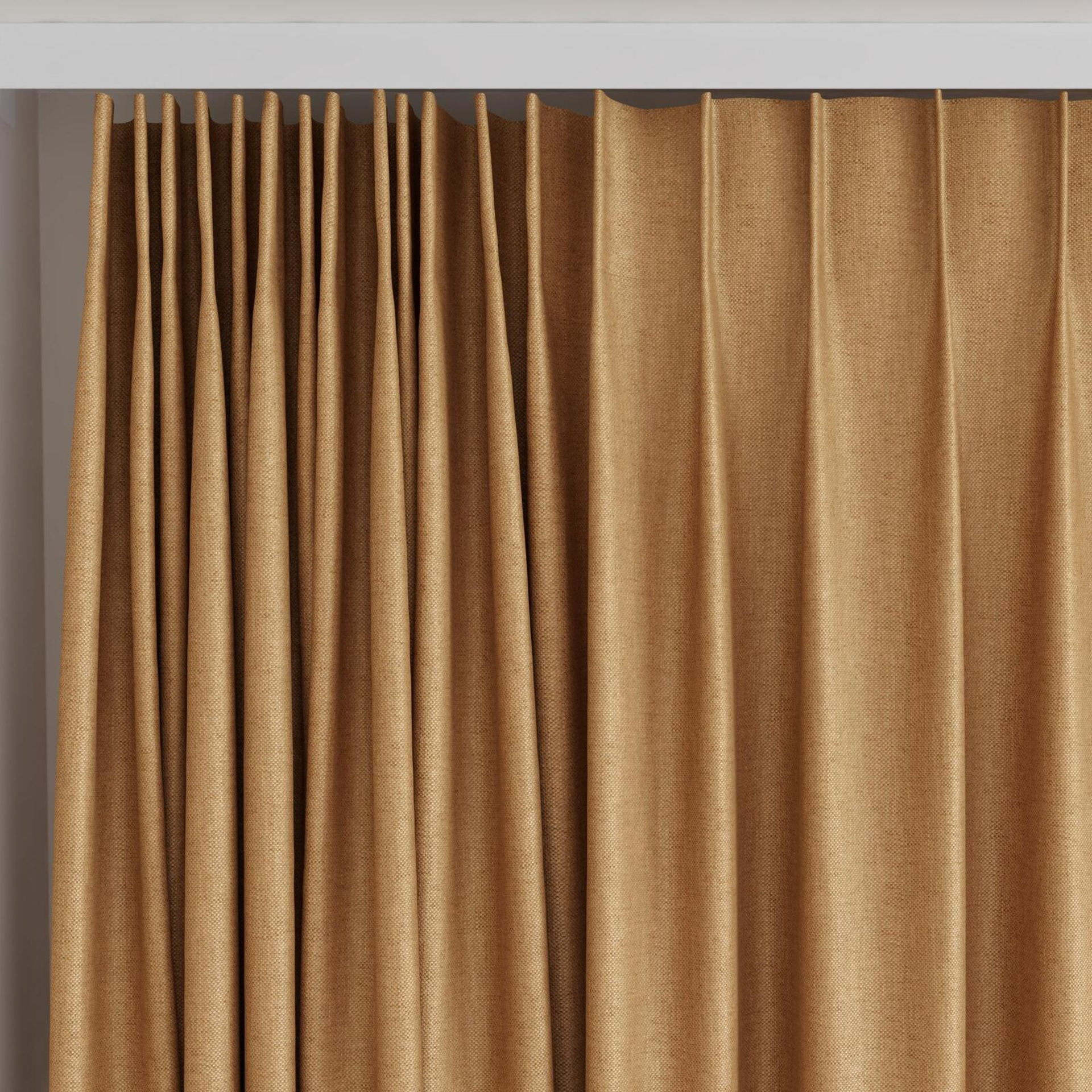 Top view of Bronco Cinnamon, on curtain rail