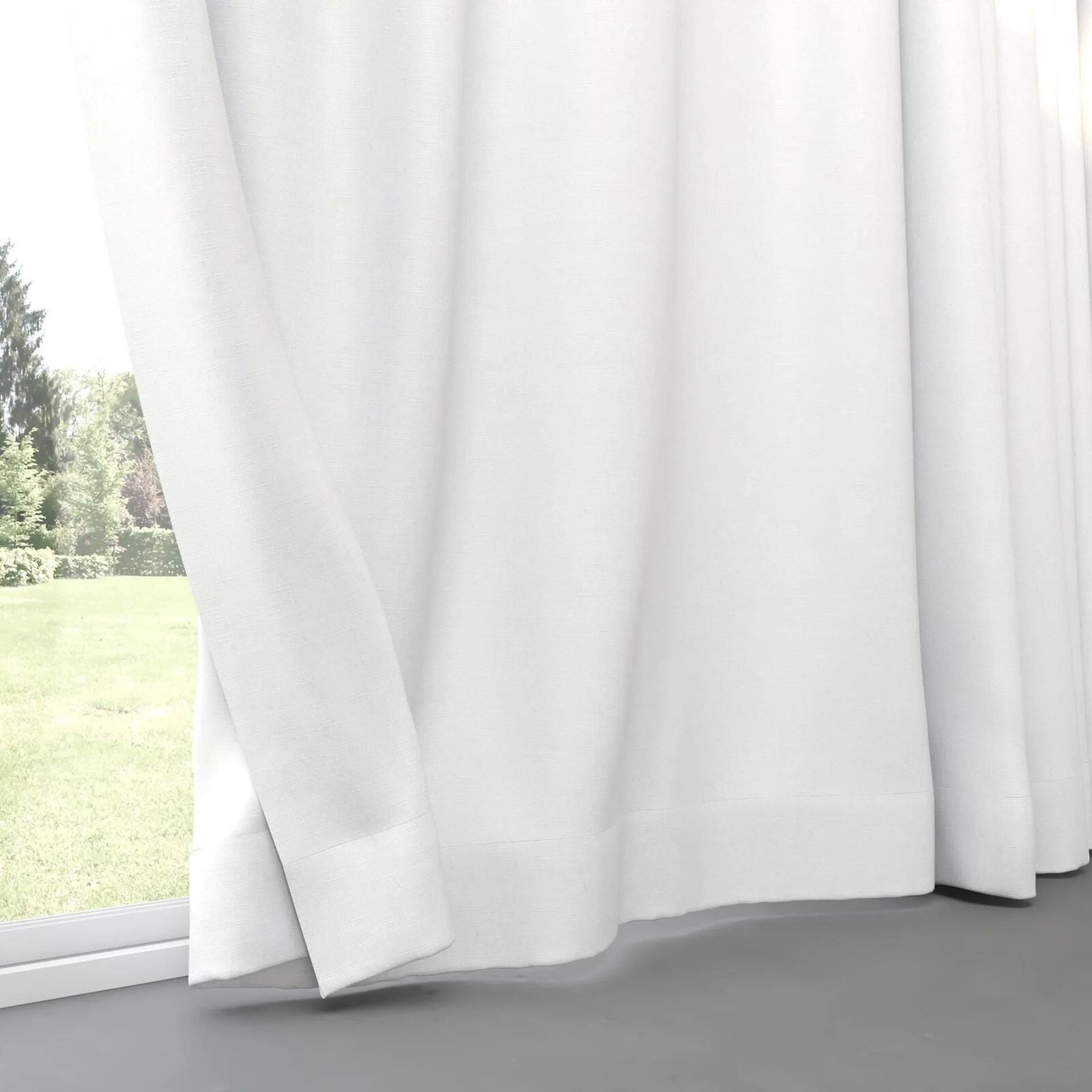 Bottom view of Retreat Blackout Linen, pinch pleat