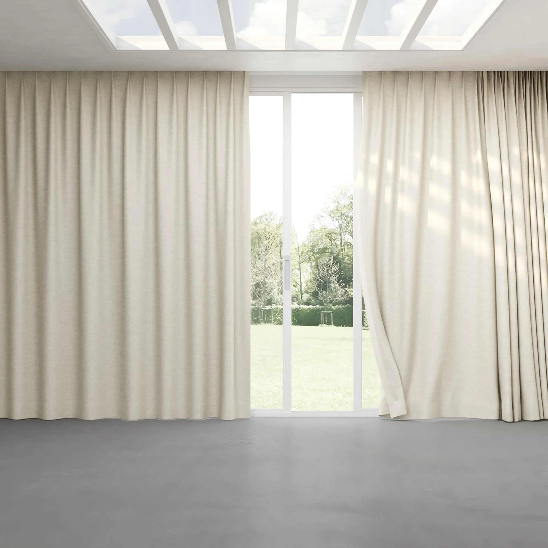 Full view of Colourwash Linen, pinch pleat