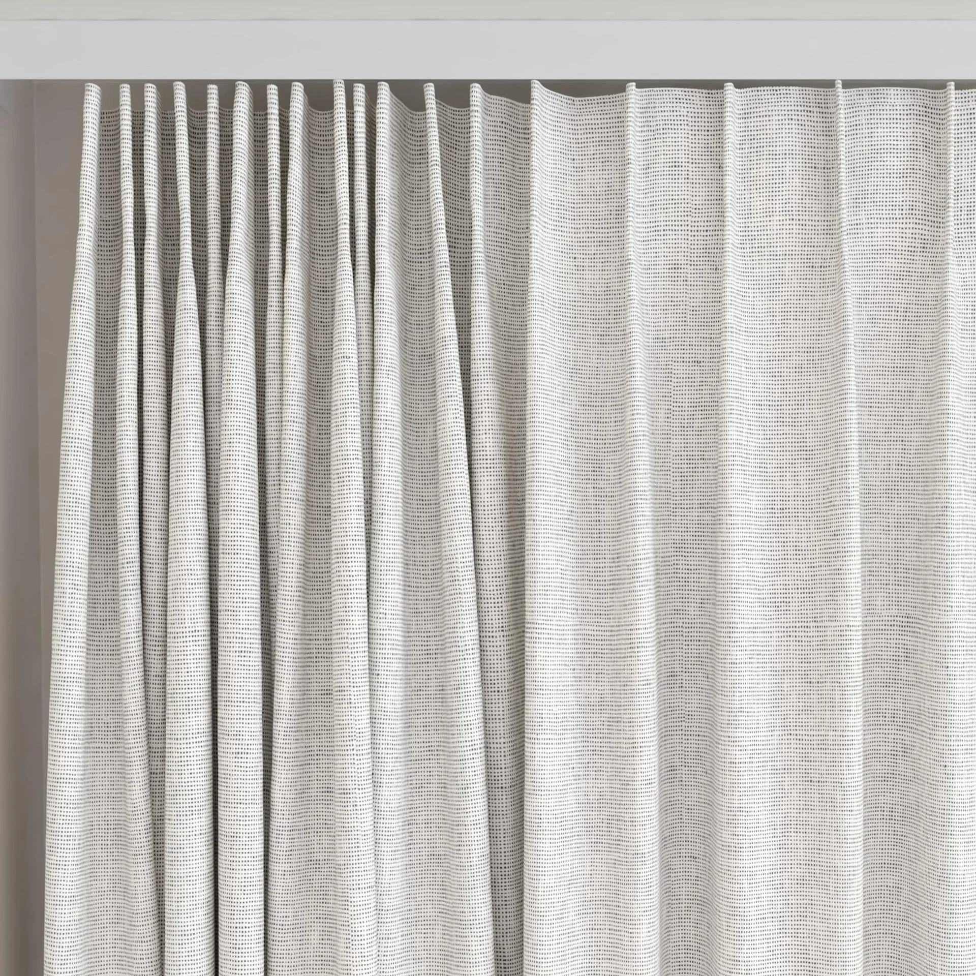 Top view of Yugen Monochrome, on curtain rail