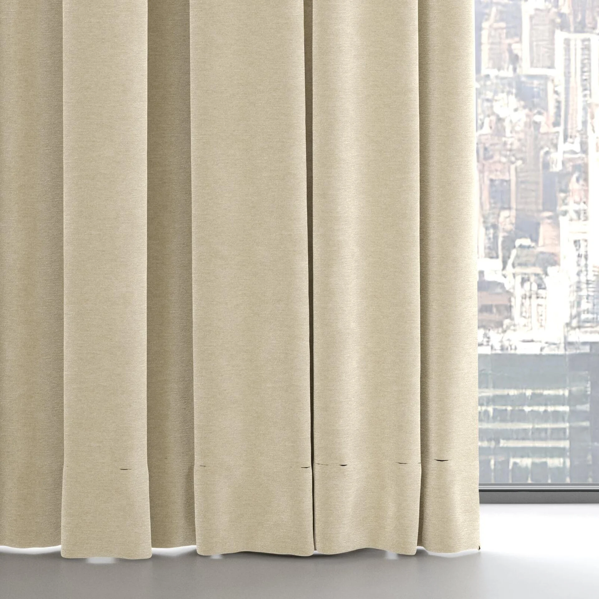 Bottom view of Geneva Linen, on hidden rail