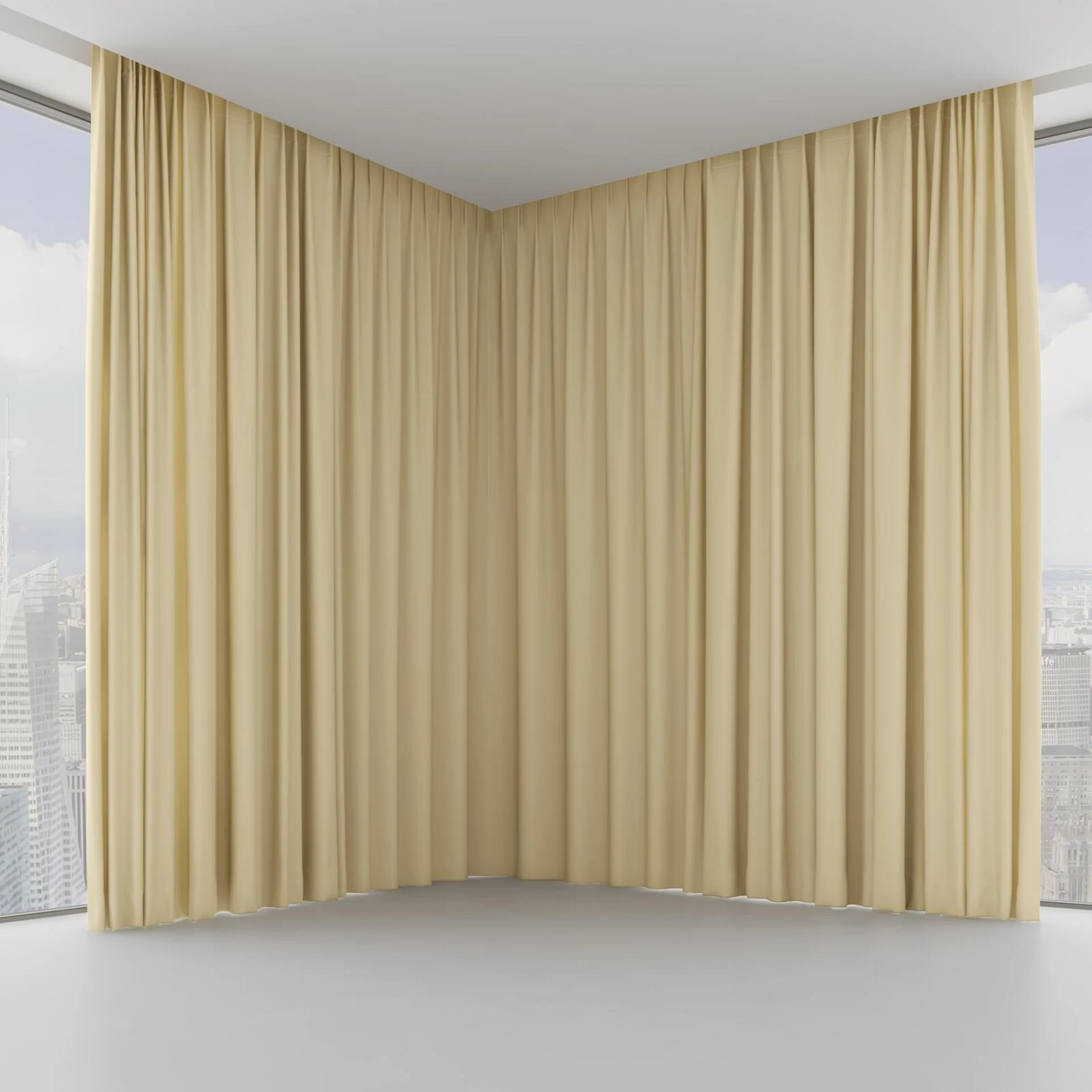 Front view of Vesta Raffia, on hidden rail