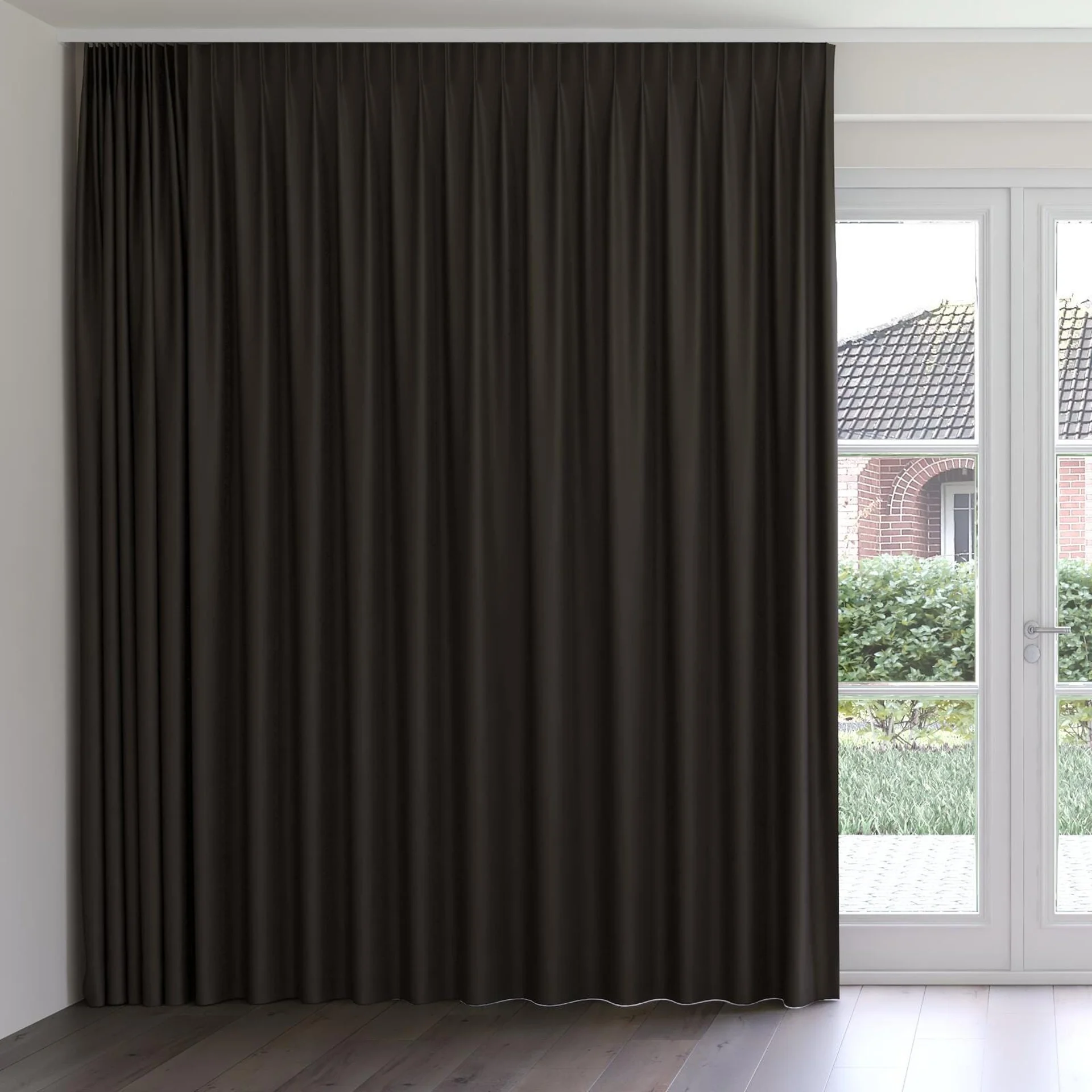 Front view of Eternal Clove, on curtain rail
