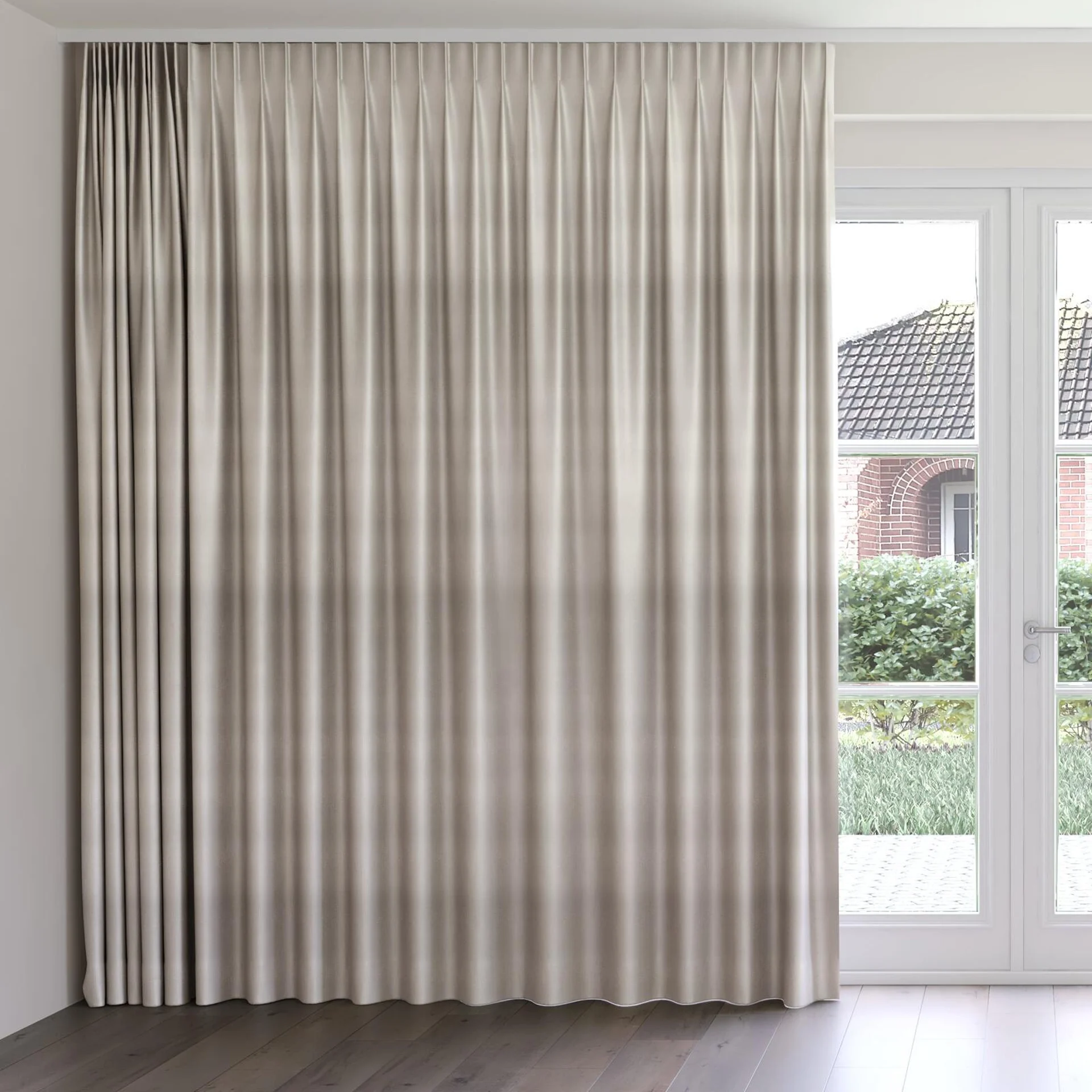 Front view of Glint Pelican, on curtain rail
