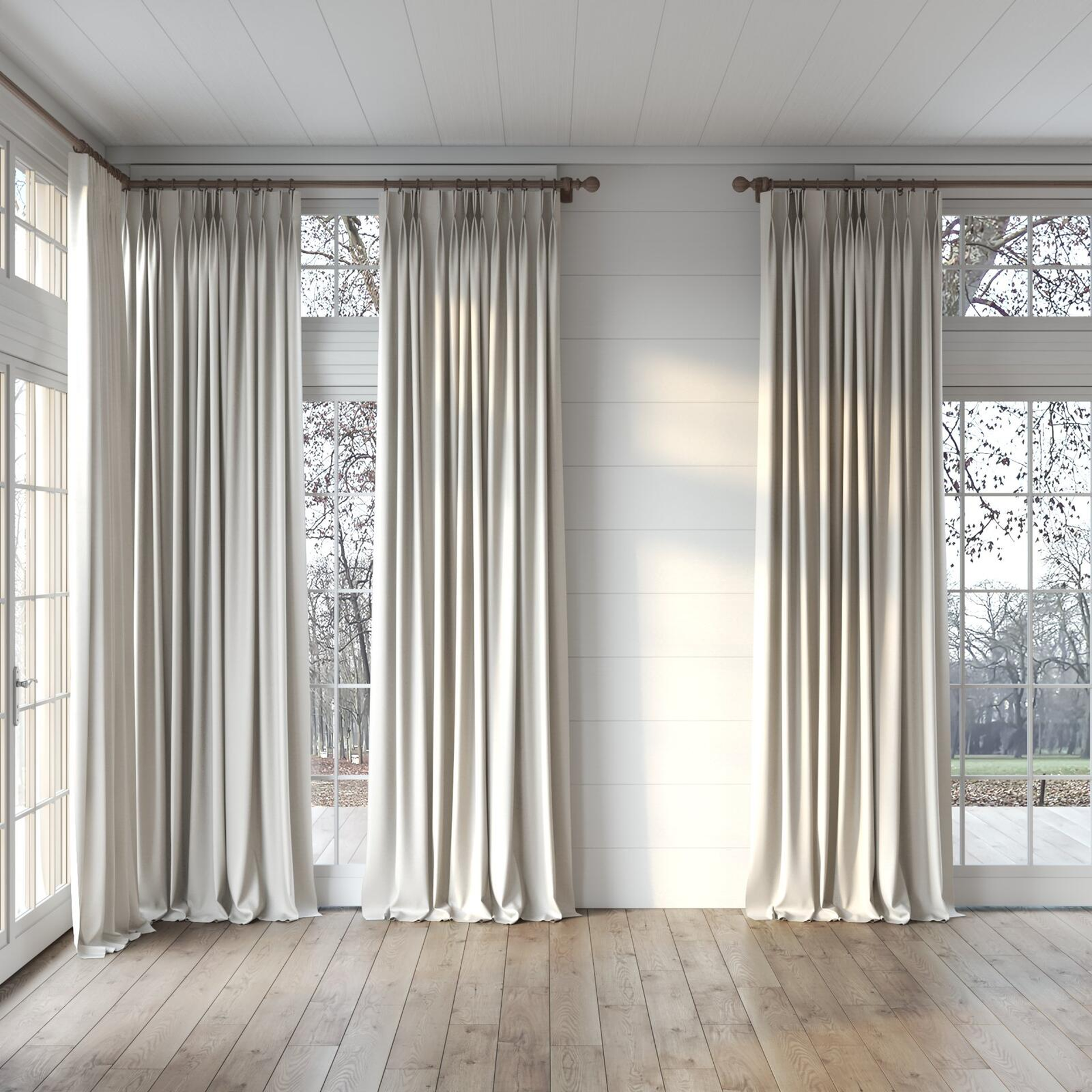 Full view of Brugge Dune, puddled, on curtain rod